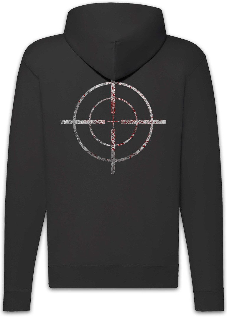 Urban Backwoods Sweatjacke Bloody Crosshairs Sniper Zipper Hoodie Fadenkreuz Scharfschütze Gun (1-tlg) Rifle Target Schütze Sport
