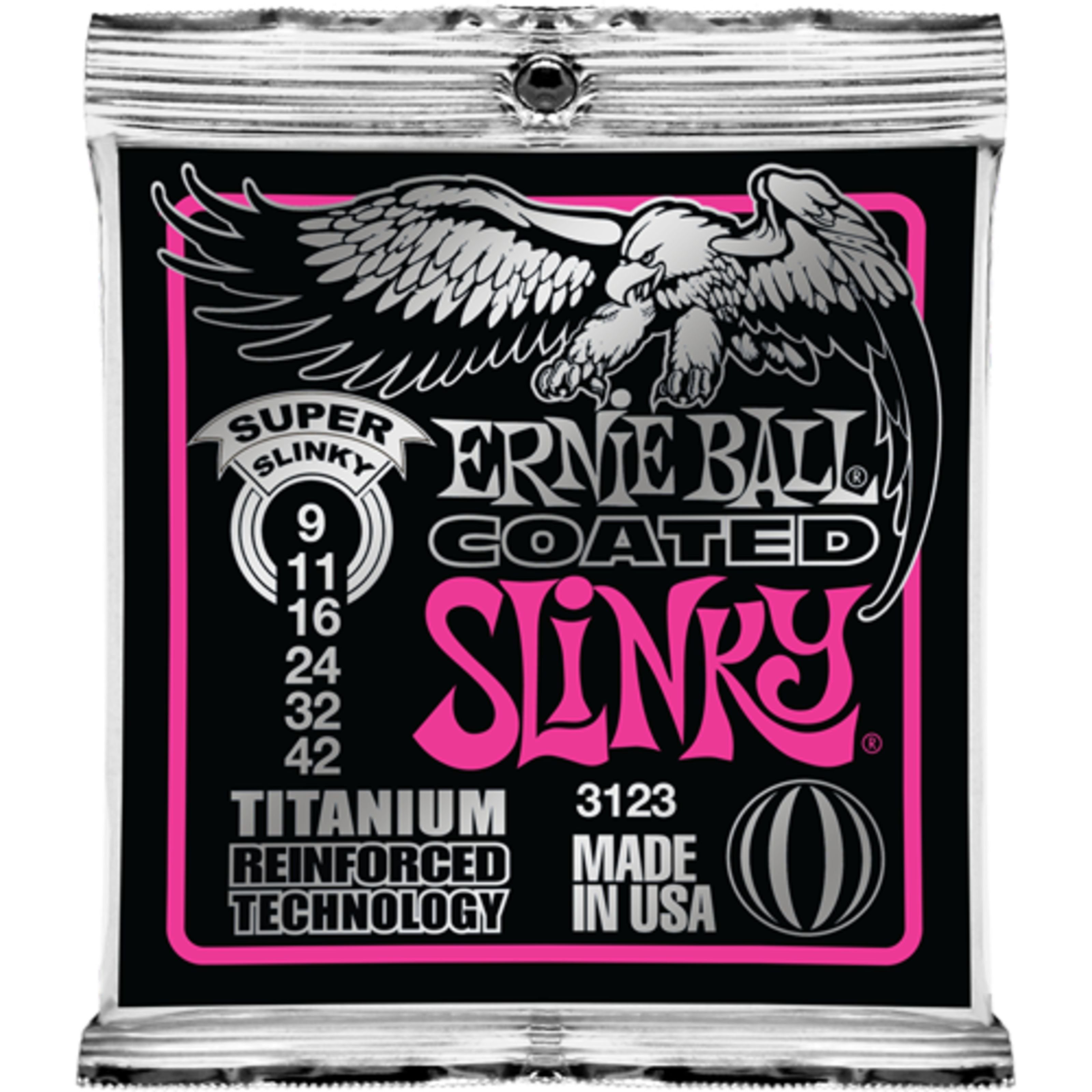 Ernie Ball Струны, (EB3123 9-42 Coated Titanium RPS Super Slinky), EB3123 9-42 Coated Titanium RPS Super Slinky - E-Gitarrensaiten