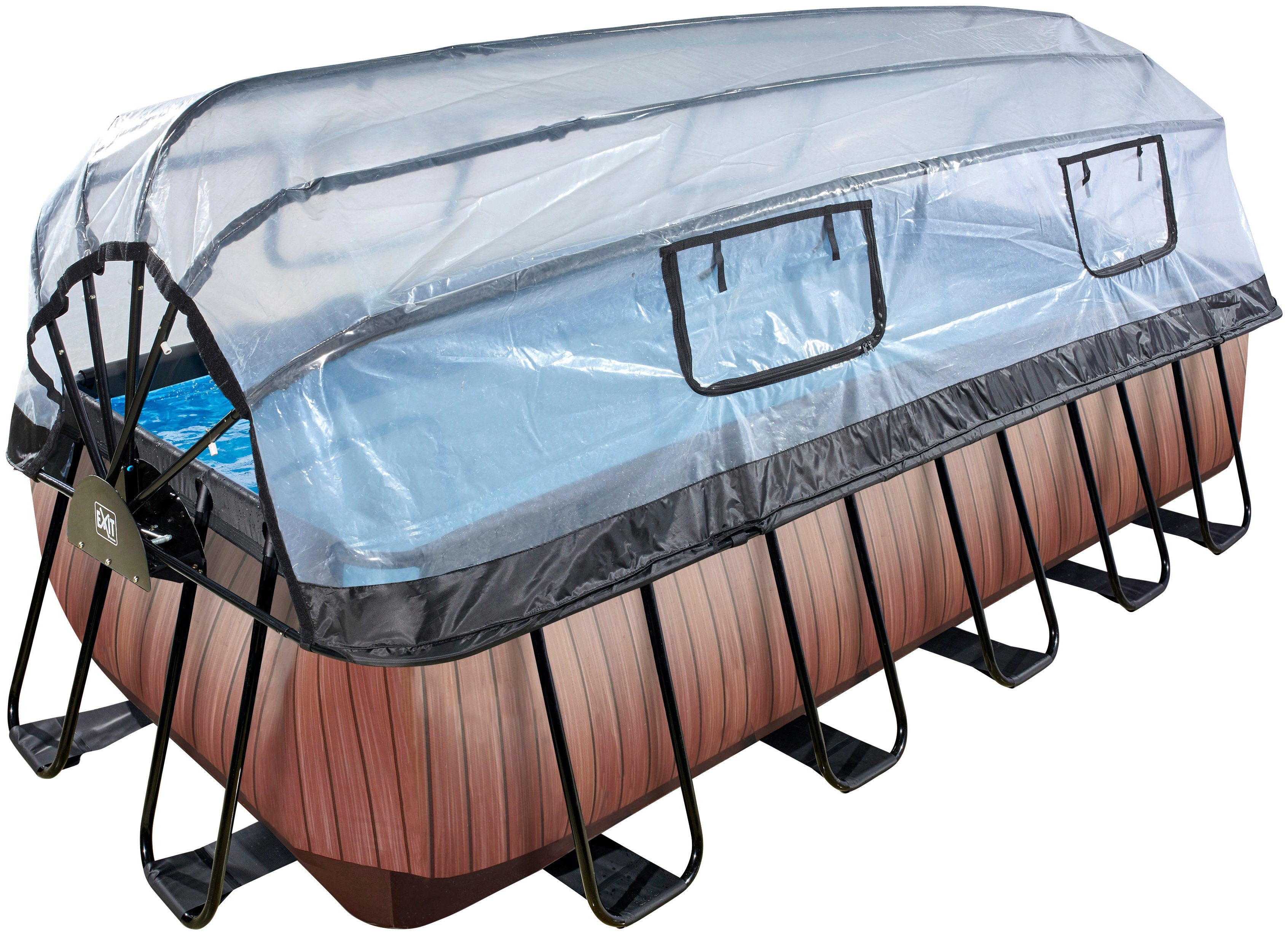 EXIT Framepool inkl. multifunktionaler Poolabdeckung (Set, 4-tlg), BxLxH: 250x540x122 cm, mit Sandfilterpumpe & Sicherheitsleiter