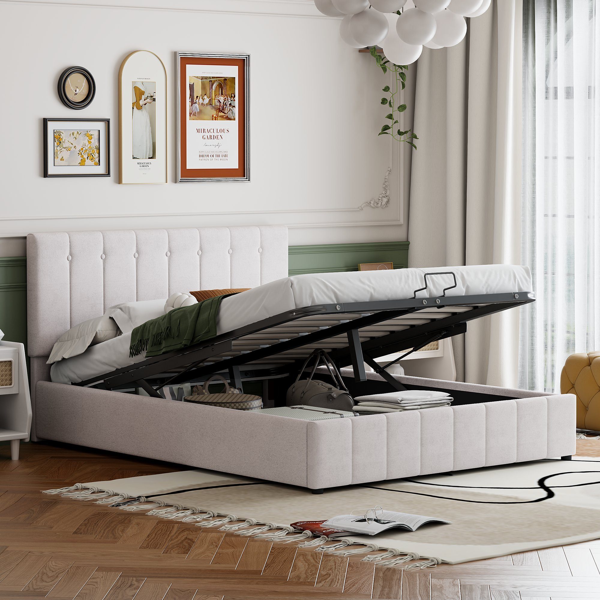 REDOM Polsterbett Gepolstertes Doppelbett Bett 140*200 cm mit Bettgestell  ohne Matratze