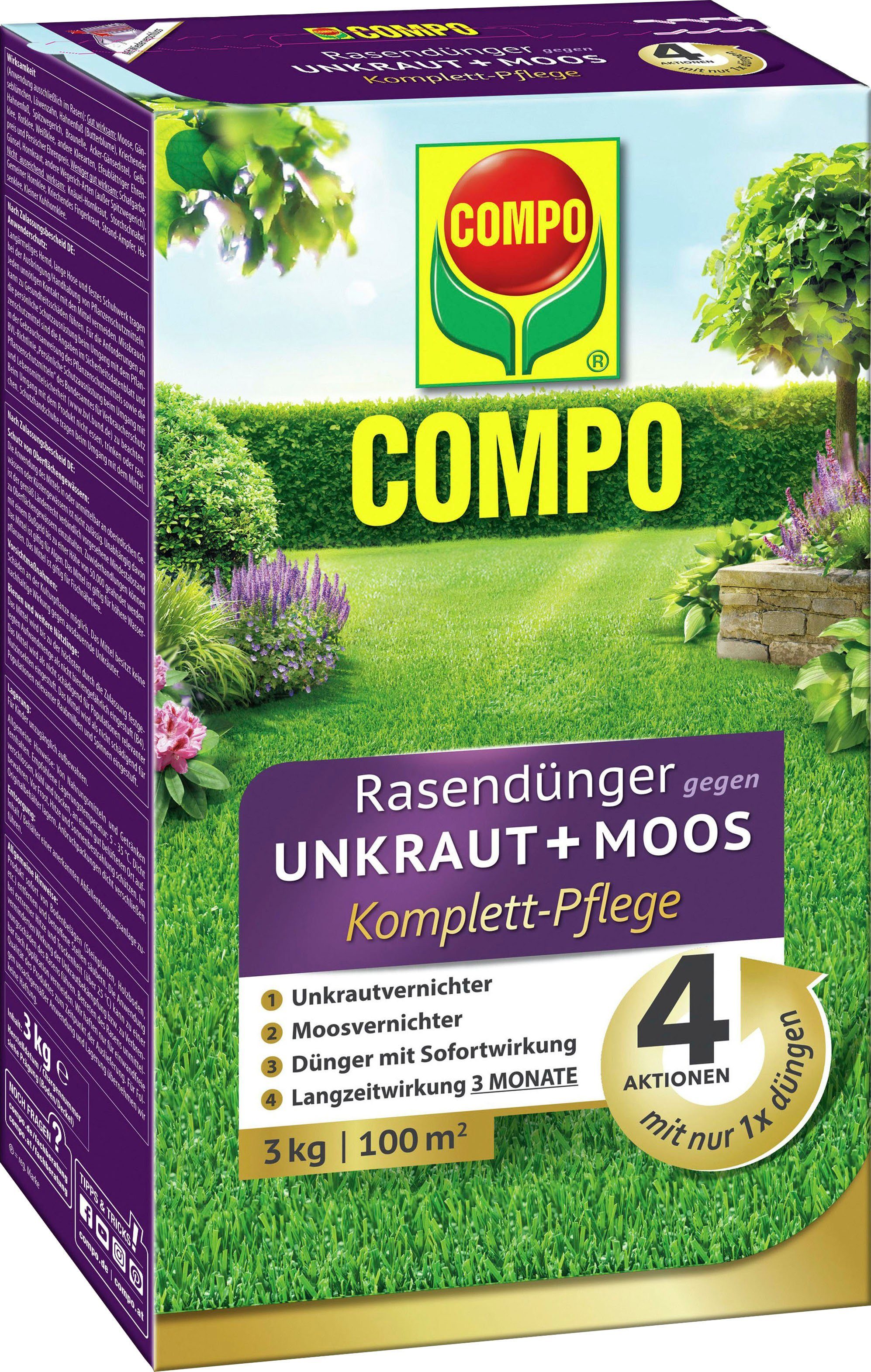 Compo Rasendünger gegen Unkraut+Moos, Granulat, 3 kg