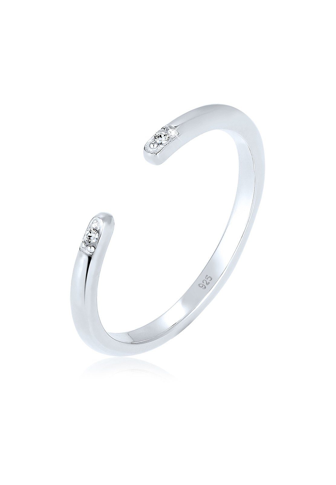 Elli Fingerring Glas Kristalle Weiß 925 Sterling Silber Offen