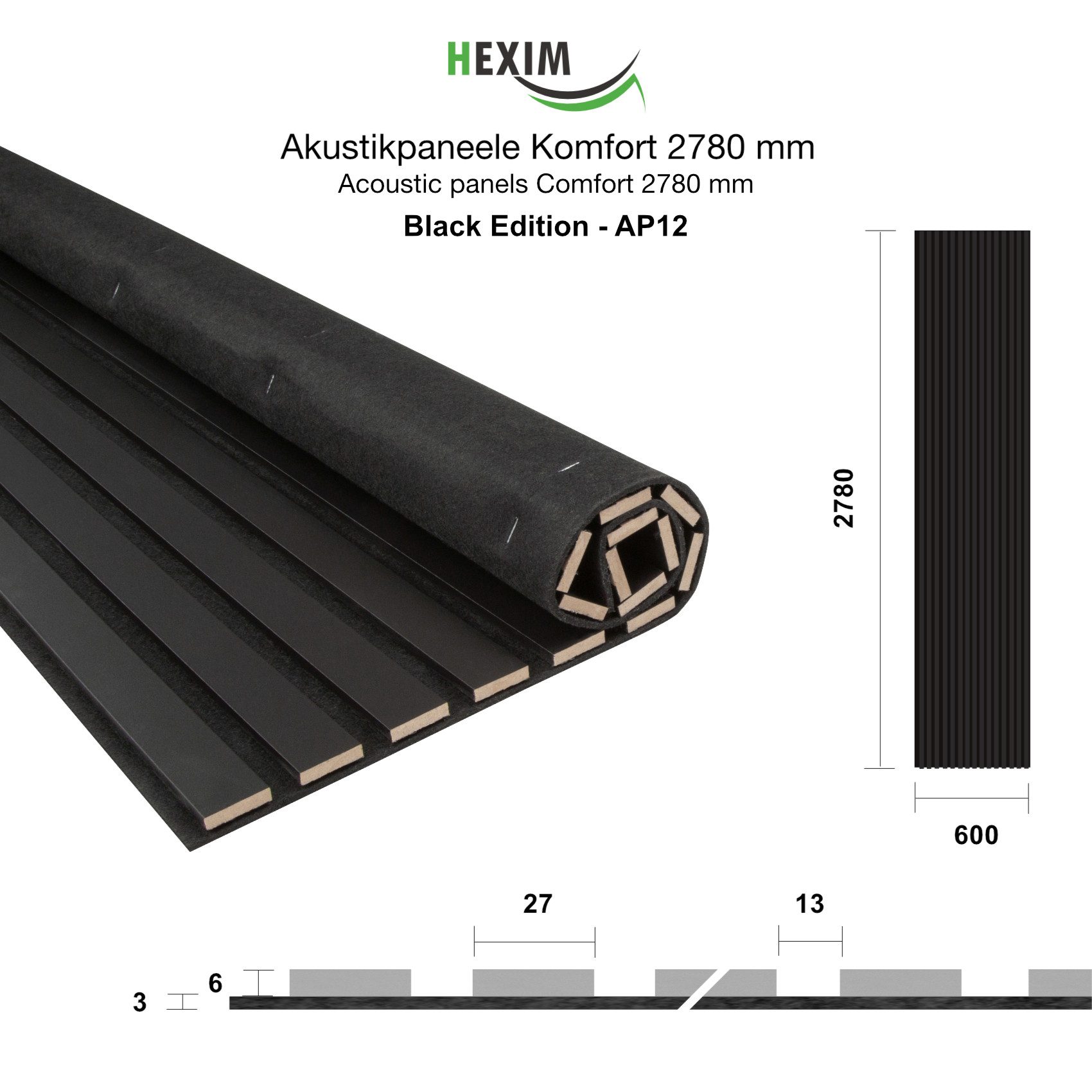 Hexim Wanddekoobjekt AP12 (Akustikpaneele 278x60cm - günstig online kaufen