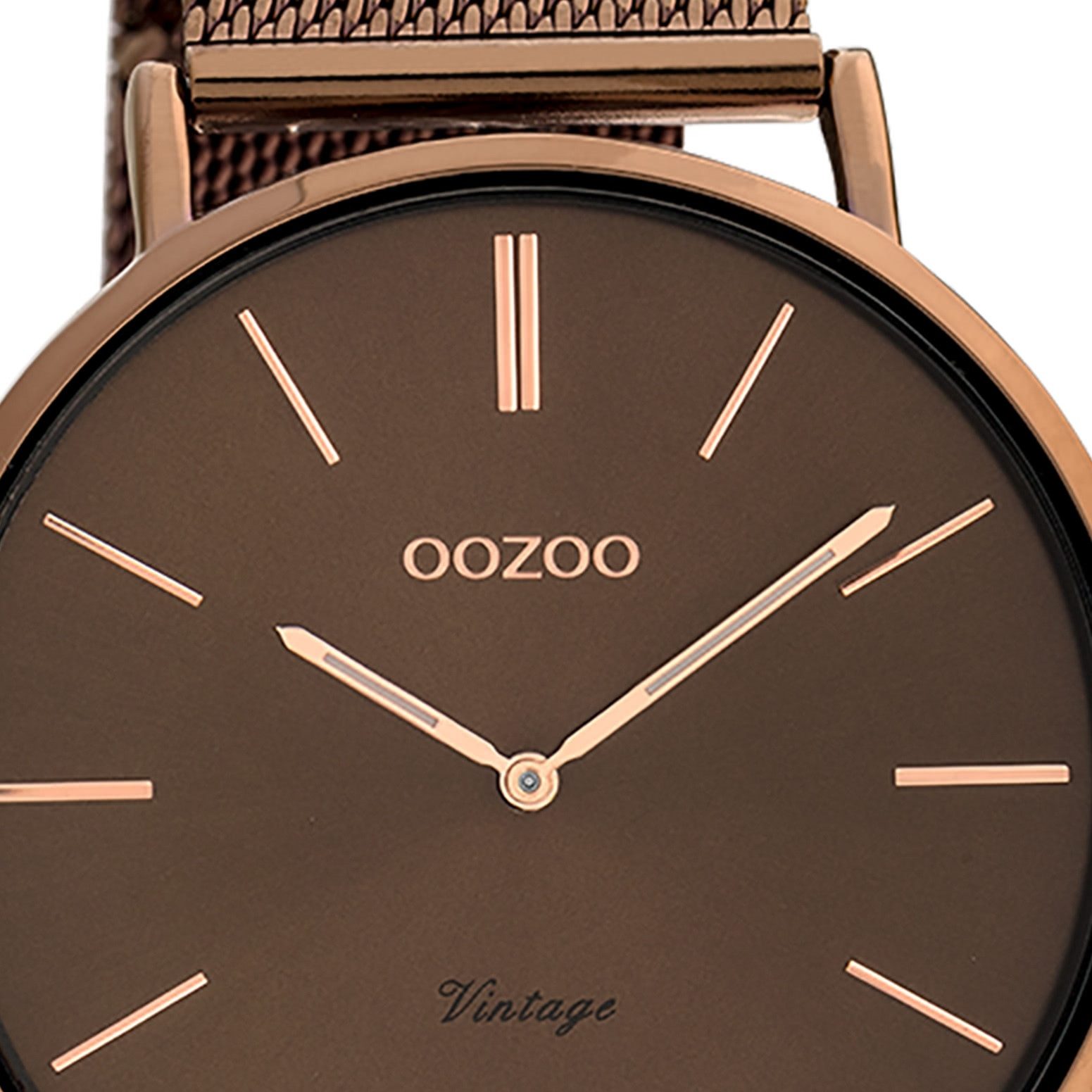 OOZOO Quarzuhr Oozoo Damen Armbanduhr Vintage Series, (Analoguhr), Damenuhr rund, groß (ca. 44mm), Metallarmband bronze, Fashion