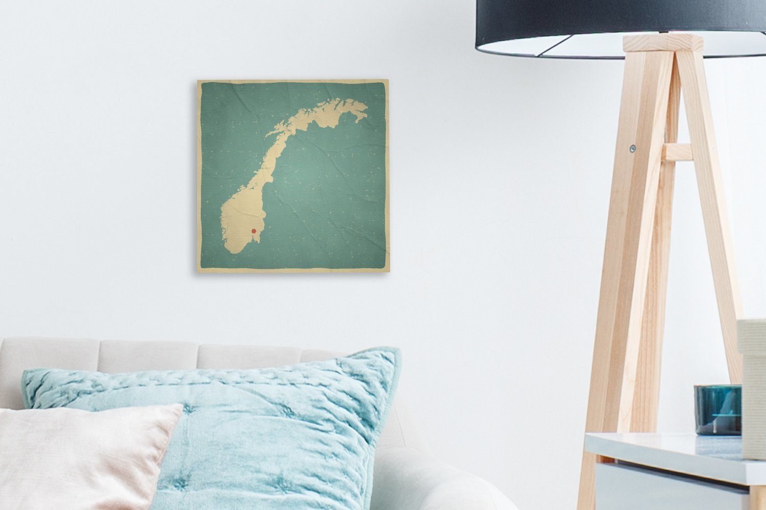OneMillionCanvasses® von St), Leinwandbild Hintergrund., für Wohnzimmer azurblauen Norwegen einem Leinwand Illustration Bilder Schlafzimmer (1 vor