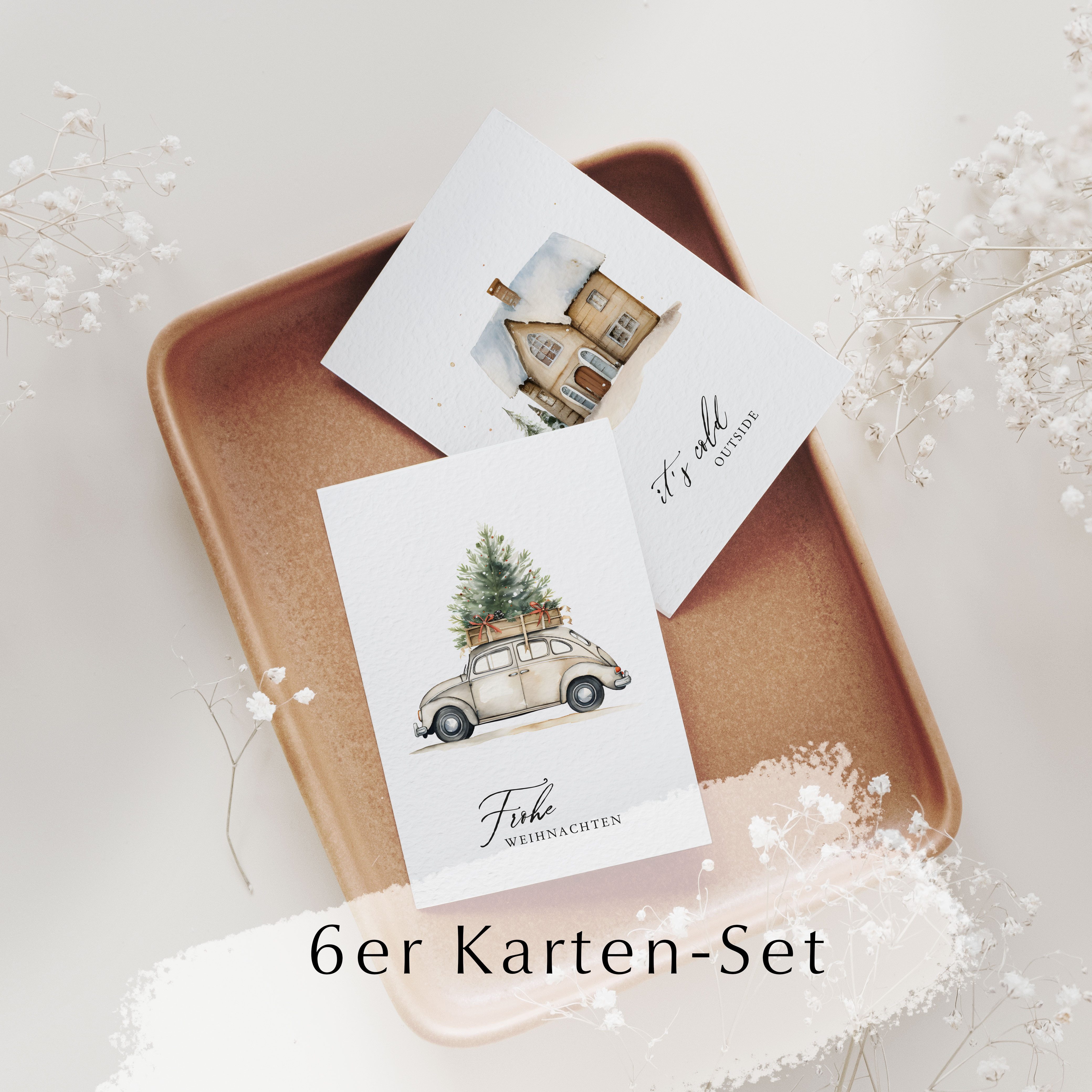 NORDEULE Grußkarten Weihnachten im 6er Set mit Umschläge, ideal für Grüße Weihnachtsgeschenke Adventskalender DIY Kundenpräsente
