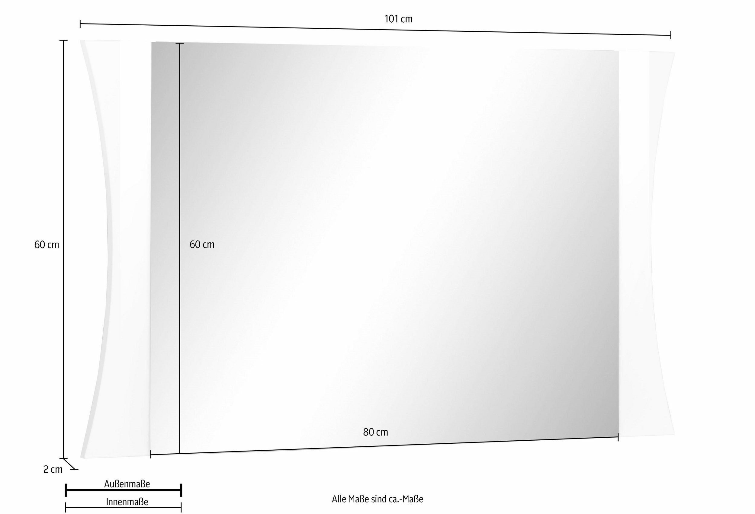 Wandspiegel Weiß-Hochglanz. 71 Spanplatte Breite Arona, Spiegel, möbelando aus Höhe cm cm, in 2 Trägerplatte cm, 60 Tiefe Moderner