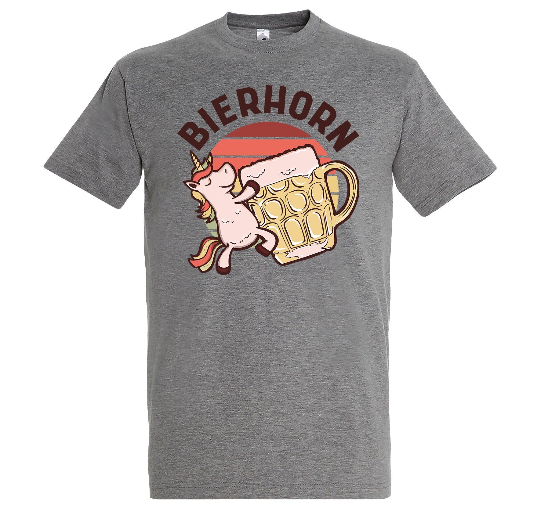 T-Shirts Designz Spruch Grau T-Shirt Bierhorn lustigem Youth Herren mit