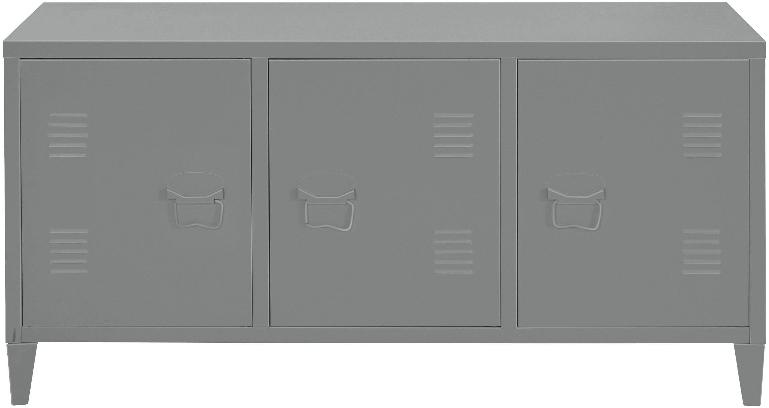 aus Jensjorg, cm Lowboard Einlegeboden Breite Metall, Lowboard der 1 andas Tür, hinter grau x 120