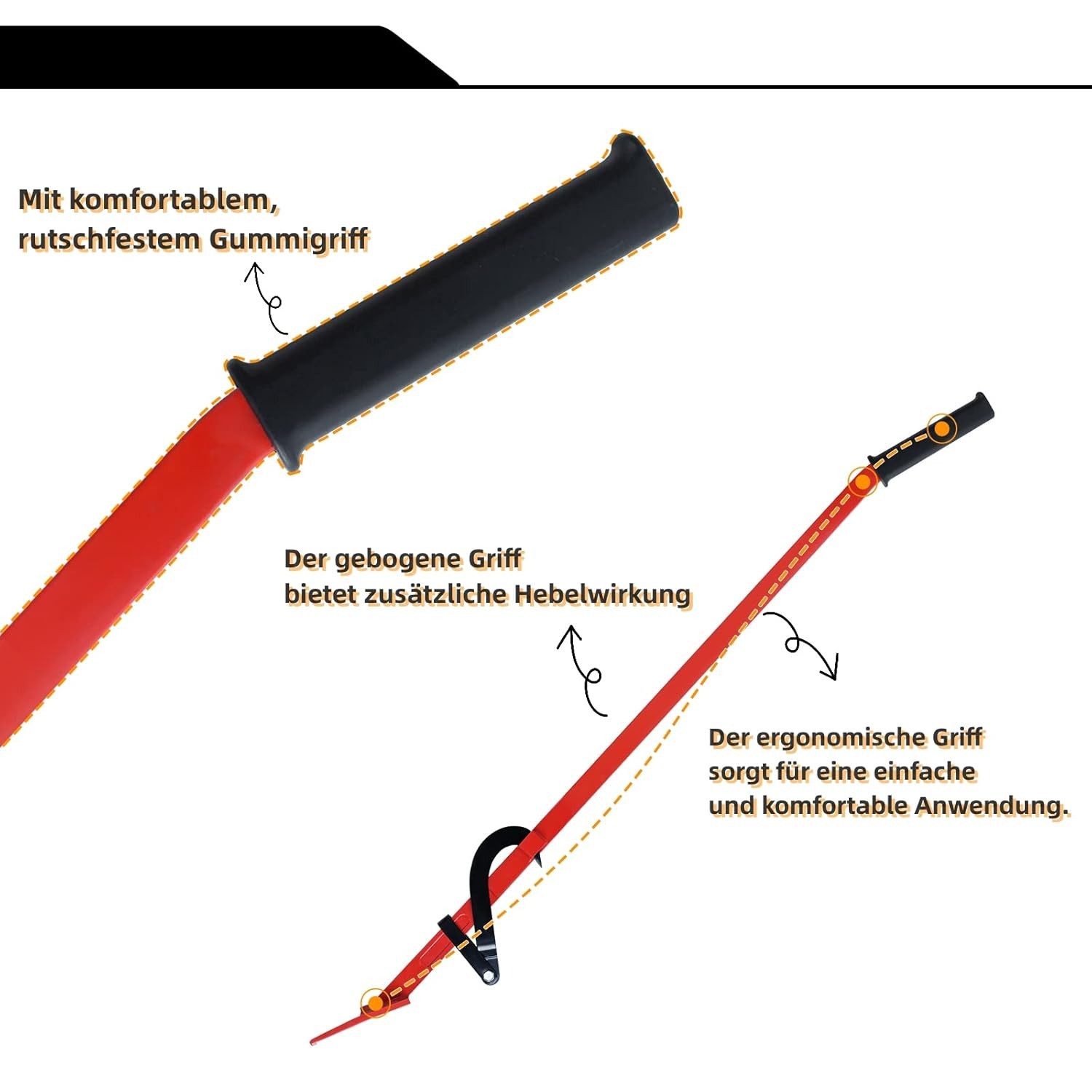 FIVMEN Fällheber Baumfällen Geschmiedeter Kantheber mit Wendehaken, Rot, -]