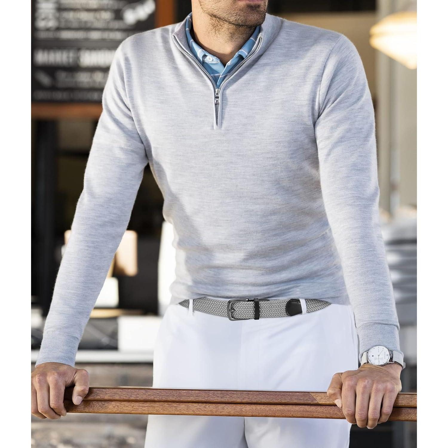 LuxusKollektion Flechtgürtel Gürtel Herren elastisch 35mm Stoff Grau 115-12 günstig online kaufen