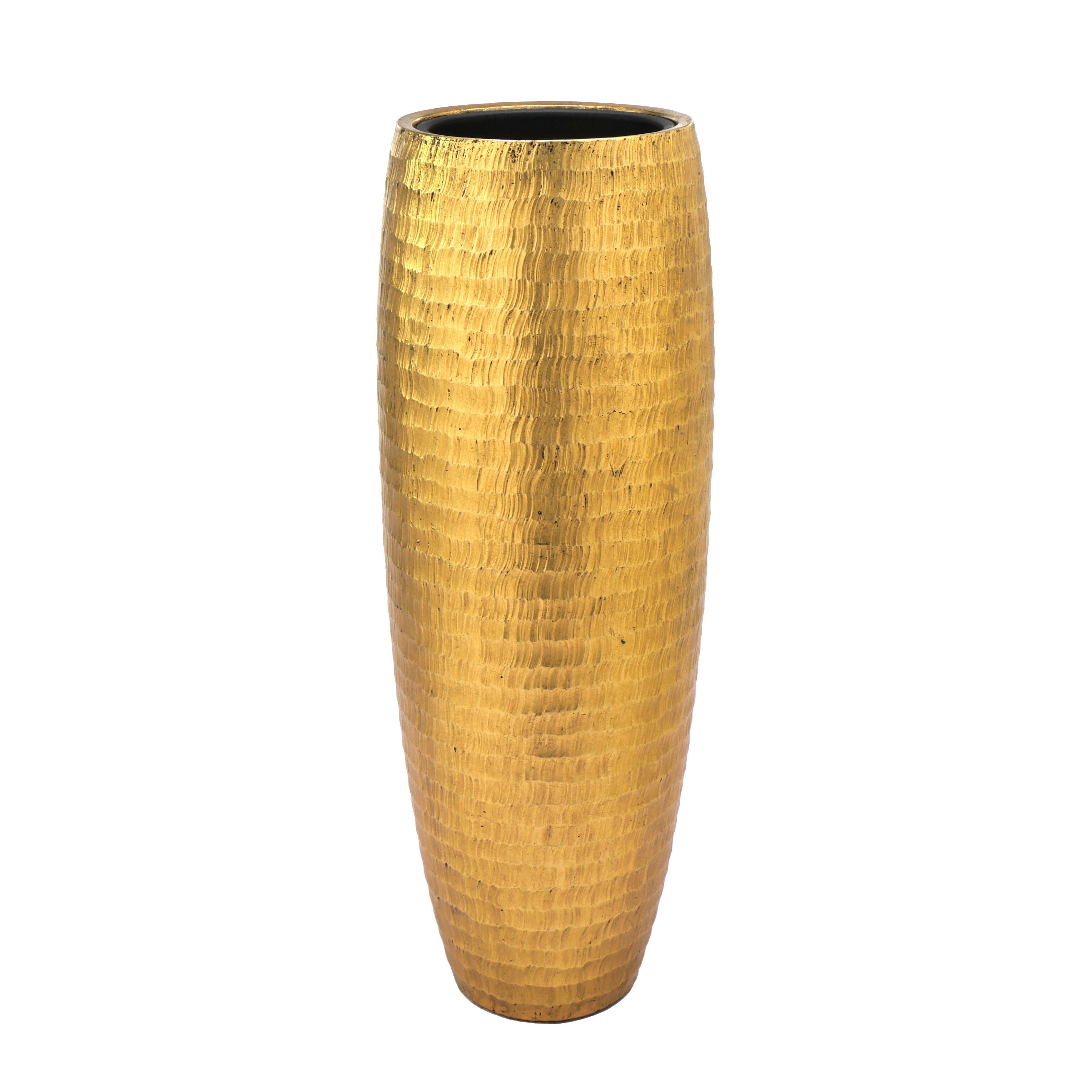 Flingora Bodenvase Amea, mit Einsatz - Fiberglas - Indoor - Gold - Höhe 97 cm