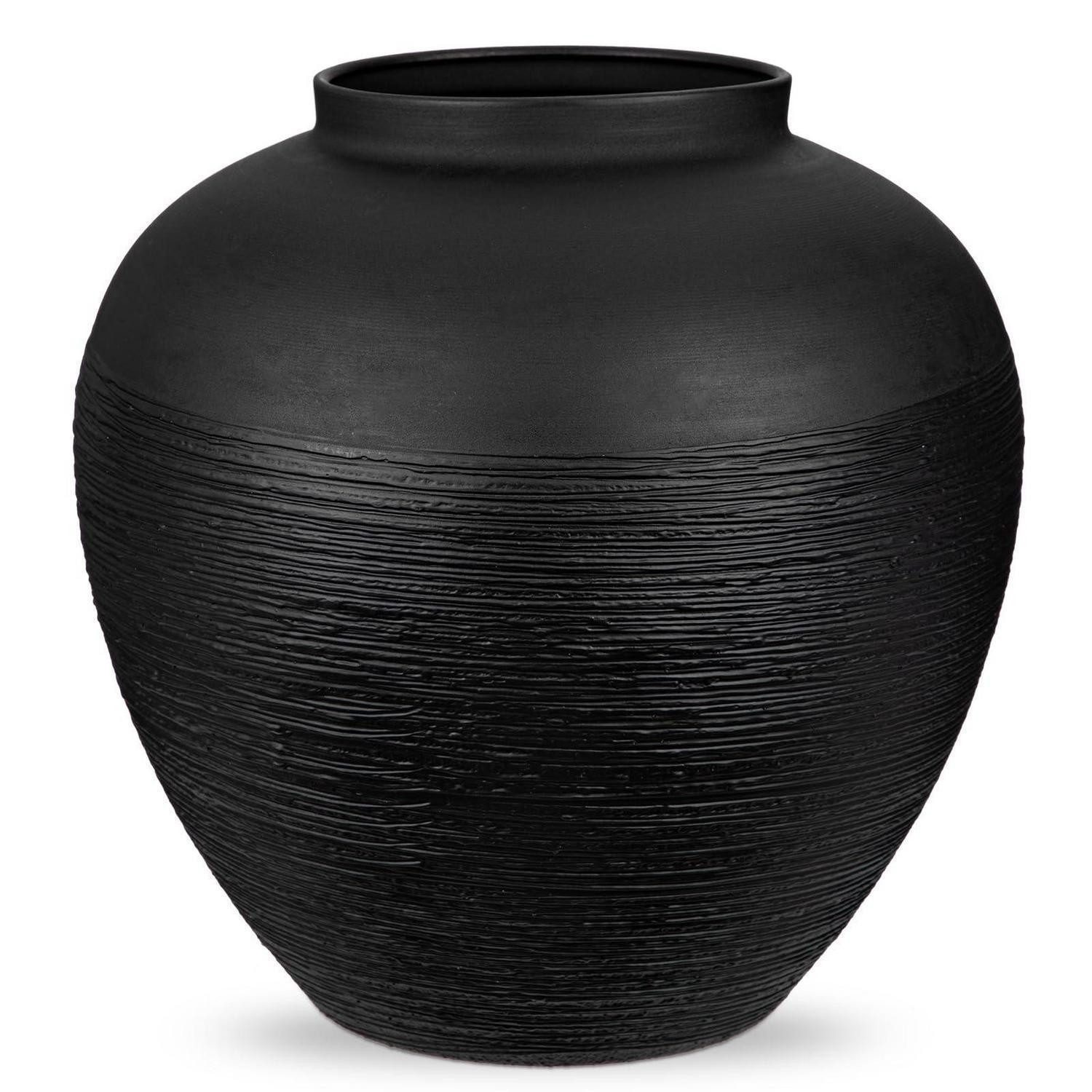 LuxusKollektion Dekovase Metallvase Modern 29cm Matt Schwarz (1 St)