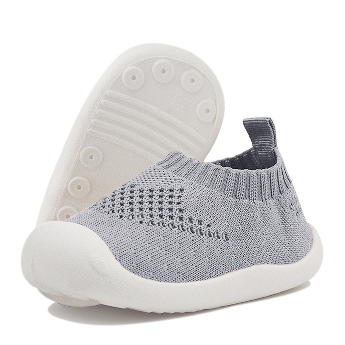 Babyschuhe Grau 1-4 Schuhe Atmungsaktiv Sohle Lauflernschuhe Rutschfeste Babystiefel DEBAIJIA