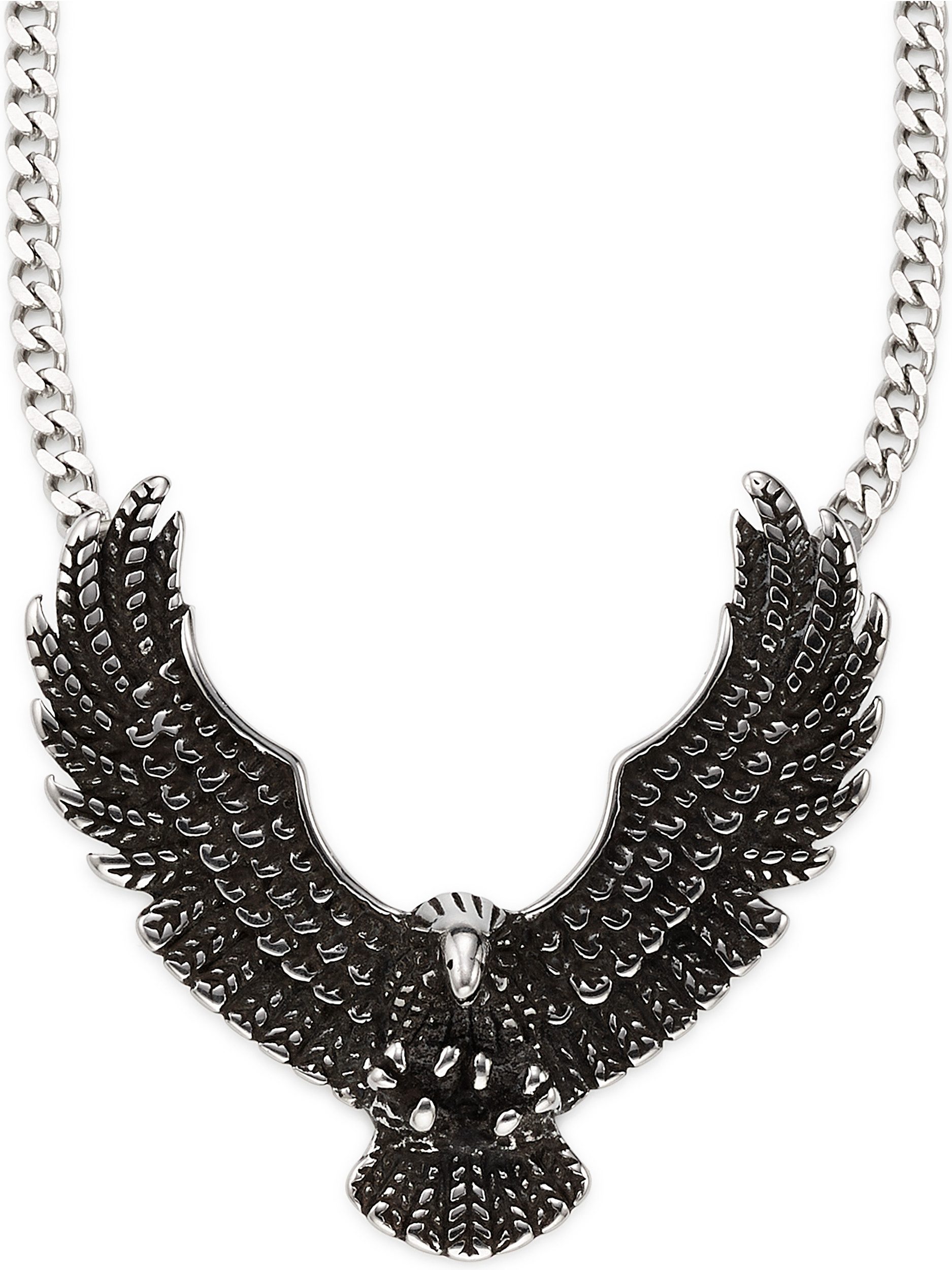 Bruno Banani Kette mit Anhänger Edelstahlkette mit großem schwarzem Adler-Design Anhänger