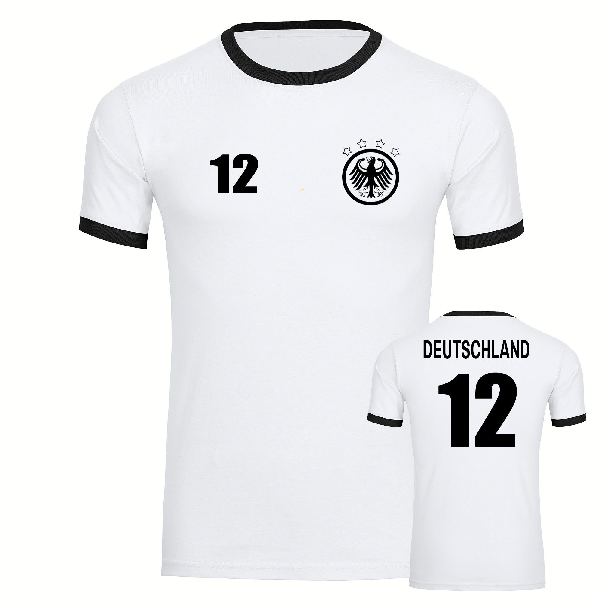 multifanshop T-Shirt Kontrast Deutschland - Adler Retro Trikot 12 - Männer
