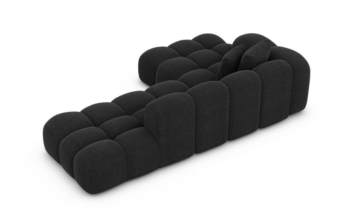 Sofa Dreams Ecksofa Formentera L Form Lounge Designer Sofa, mit Strukturstoff Bezug in Schwarz, Ausrichtung Ecke links