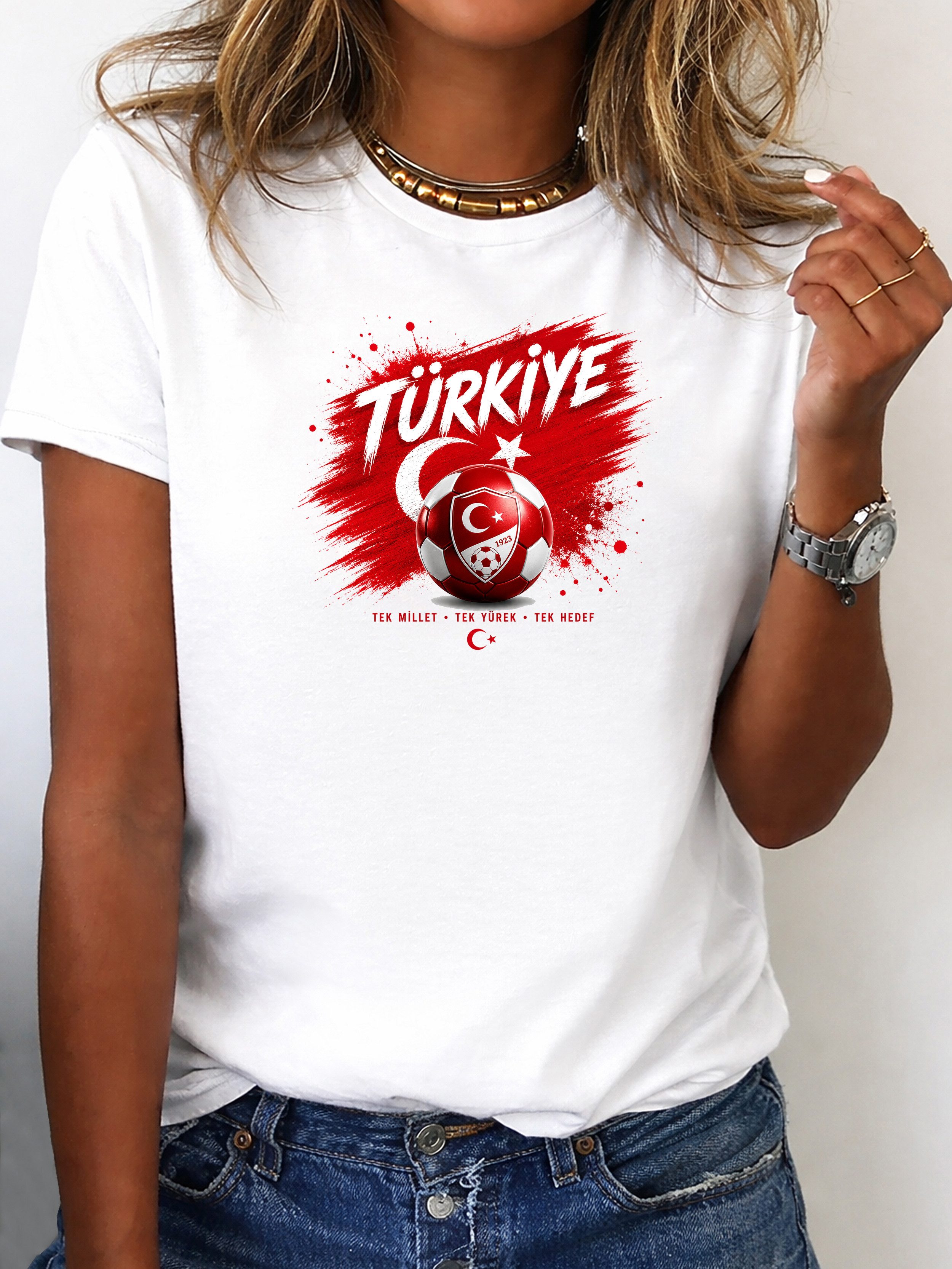RMK T-Shirt Damen Shirt Fußball Turkiye WM Türkei Türkiye aus Baumwolle
