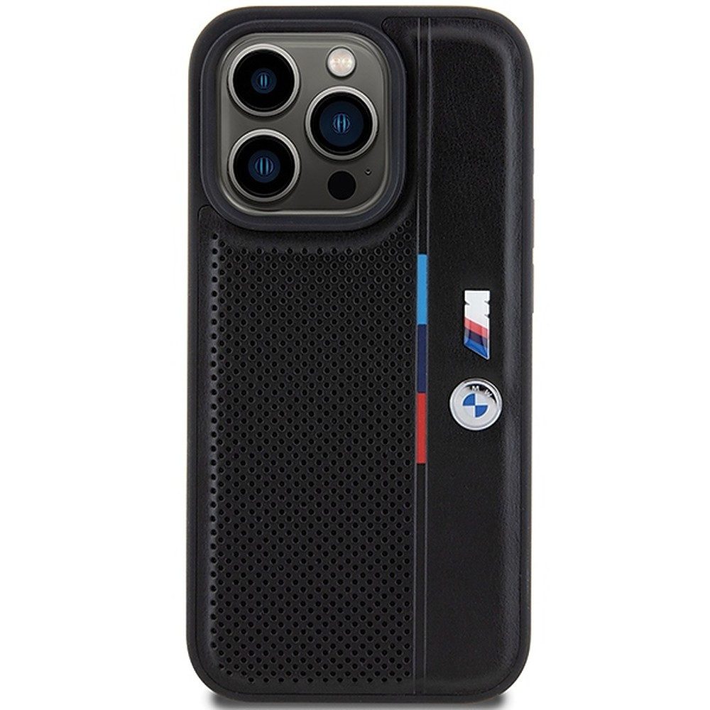 BMW Handyhülle Schutzhülle Case 6,1 Zoll, Öko-Leder, Perforation, Tricolor-Linie