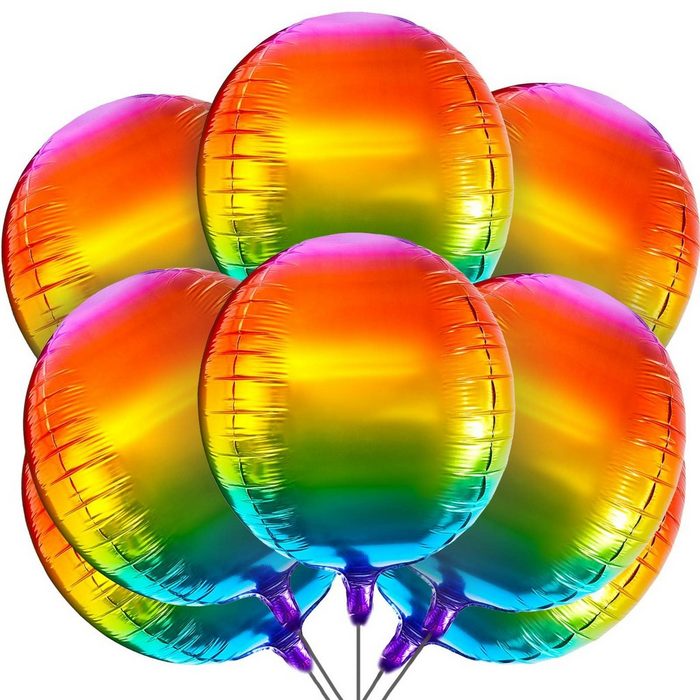 Housruse Luftballon 12 Stück Regenbogen-Folienballons Farbverlauf Metallic Regenbogenballons 55.9 cm 4D große runde Aluminiumfolienballons