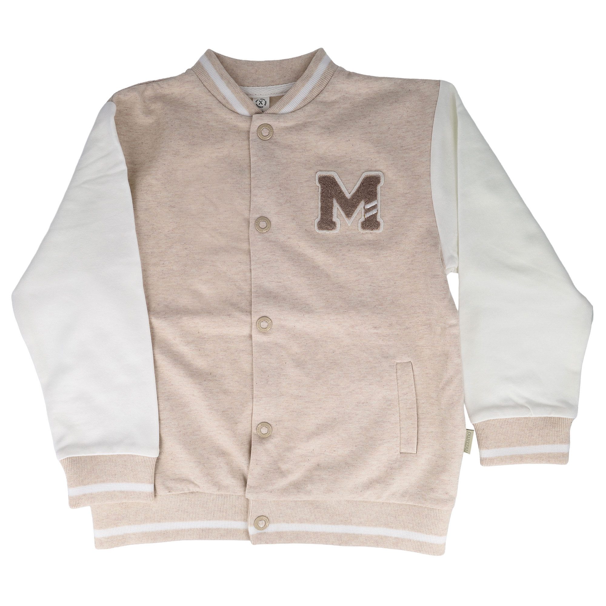 MAXIMO Sommerjacke (1-St) Beigemeliert, „M“-Stickerei, College-Style, Unisex, Kleinkind