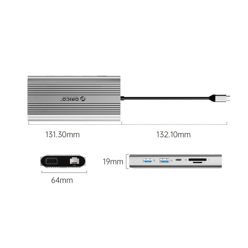 ORICO Orico XDR 12-in-1 USB-C Dockingstation mit USB-A, USB-C, HDMI 4K USB-Adapter
