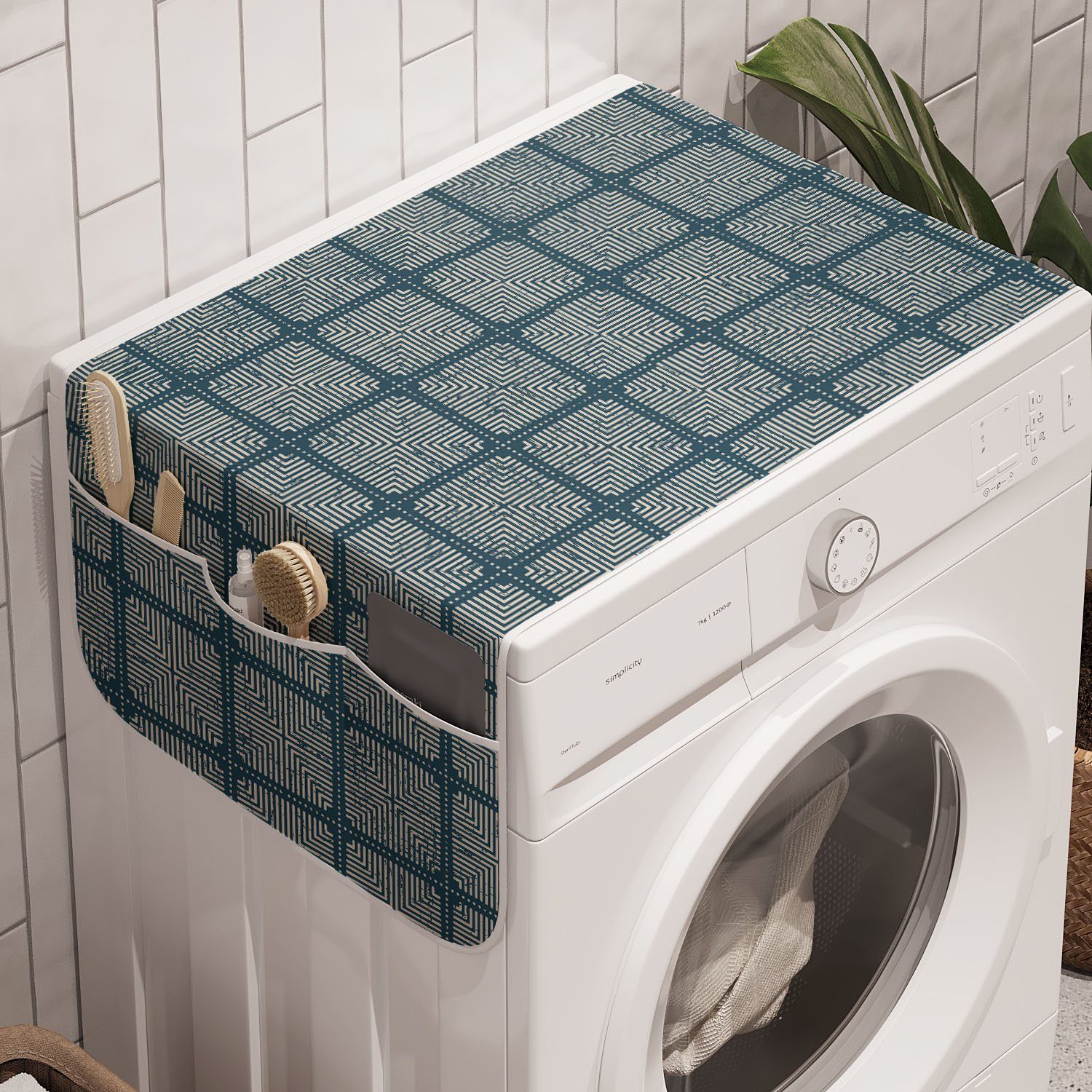 Abakuhaus Badorganizer und Schmutz-Art-Quadrat-Kunst Abstrakt Trockner, Anti-Rutsch-Stoffabdeckung Waschmaschine für