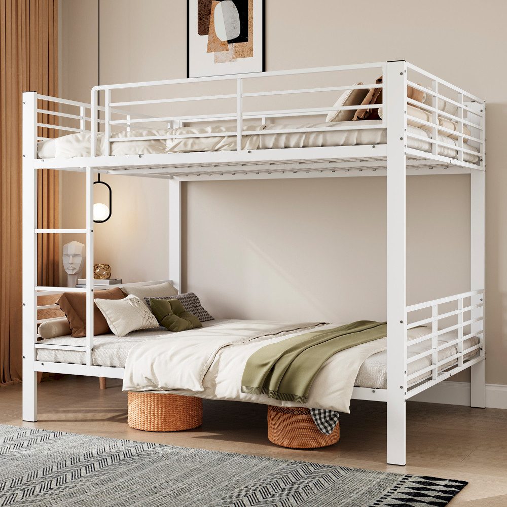 BBWL Metallbett Doppelstockbett bis 400 kg, geräuschlos, Sicherheitsgeländer, Etagenbett 140x200 Metall für Erwachsene – Bild 3 von 5