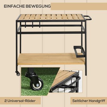 Outsunny Servierwagen im Industrie-Design, wetterbeständig, 1 Regal, (Set, 1 St., Servierwagen), mit 3 Haken