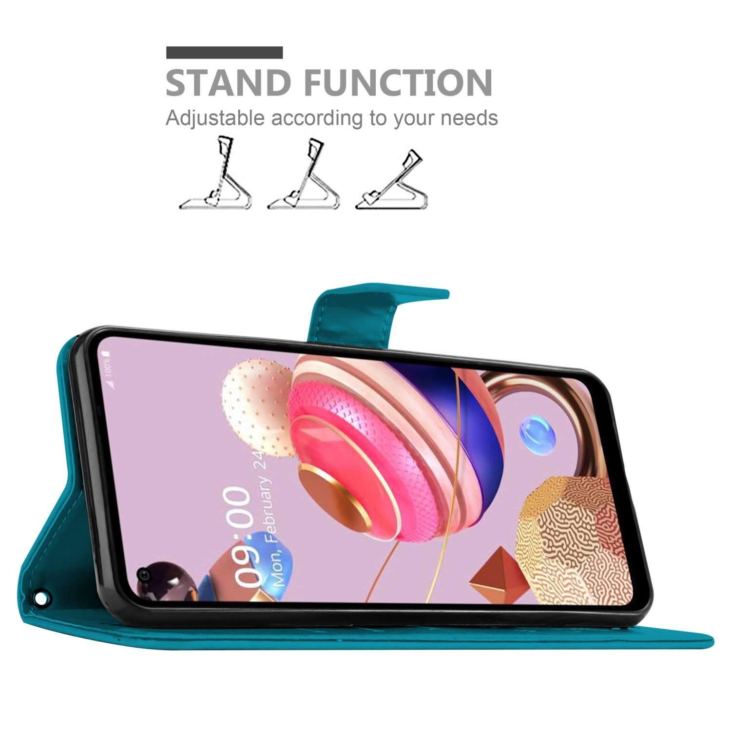 Cadorabo Handyhülle für Google PIXEL 6A Hülle Google PIXEL 6A, Hülle Schutzhülle Blumen Flower mit Standfunktion Kartenfach Magnet