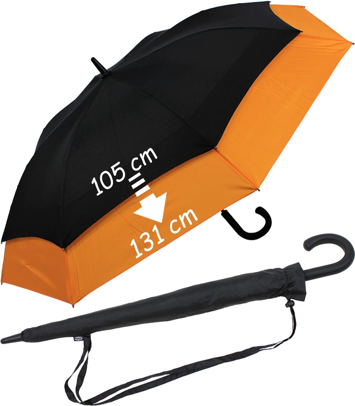 iX-brella Langregenschirm Move to XXL - expandierender Schirm mit Automatik, zweifarbig schwarz-orange