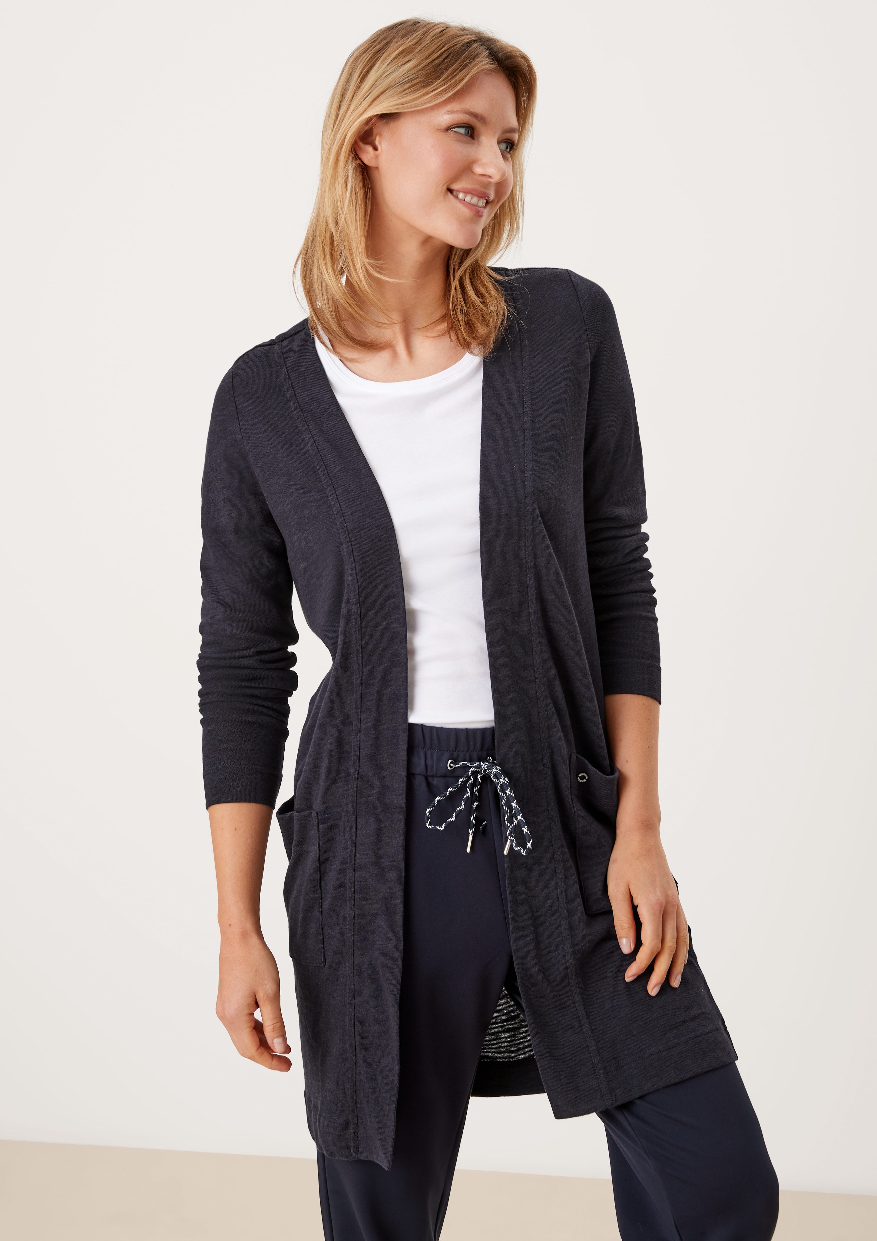 Niedlich! s.Oliver Langarmshirt Weicher Cardigan aus navy Jersey