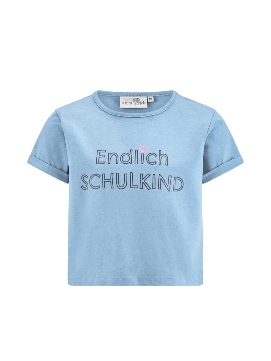 happy girls T-Shirt Jerseyshirt Endlich Schulkind (1-tlg) Rückendruck Tschüss Kindergarten