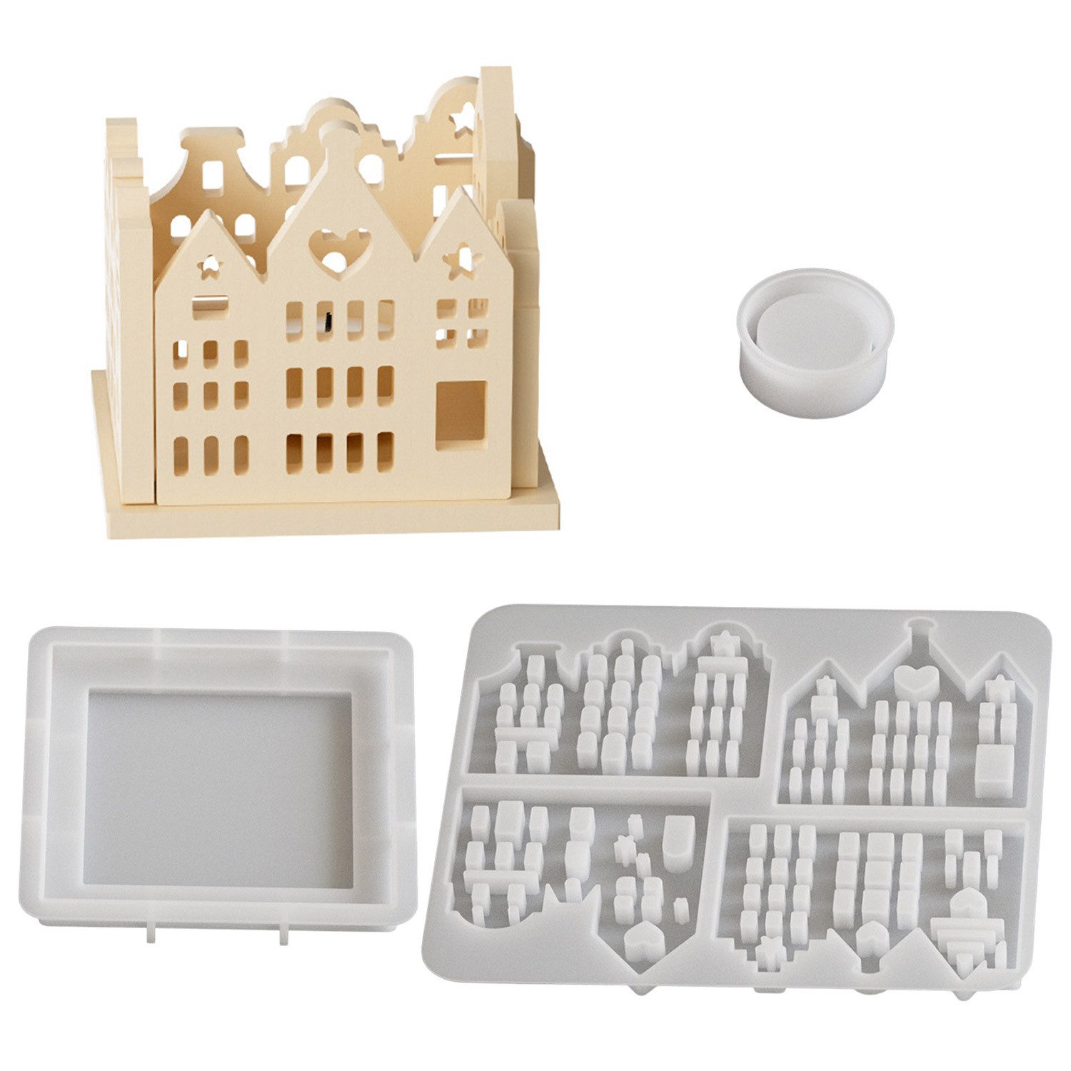 Modellierwerkzeug Kerzenformen 3D Häuser mit Feiner Lochung DIY Ostern Gießformen