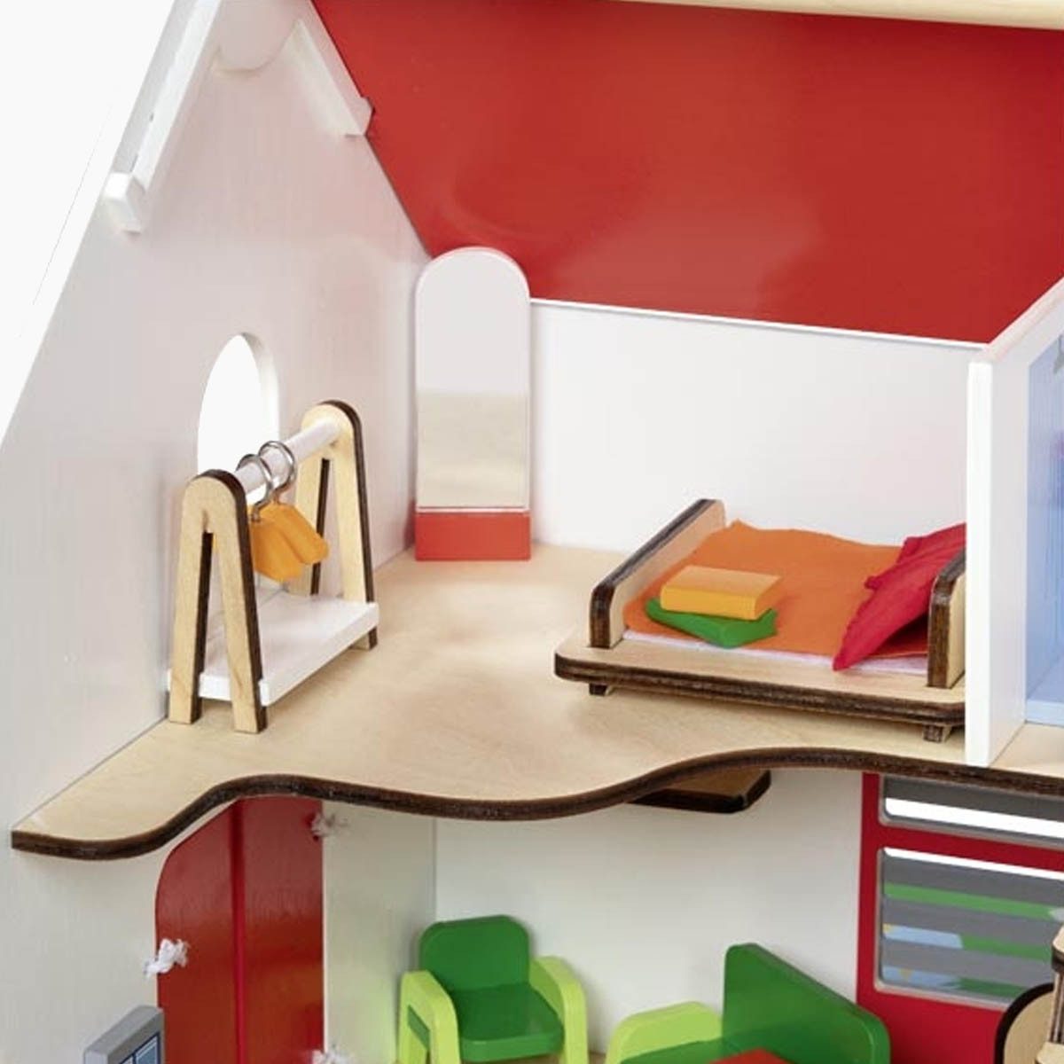 goki Puppenhaus Tragbares Puppenhaus Eco House, mit Zubehör, (packung, 54-tlg., spar set), Mobilität für Spielspaß an jedem Ort
