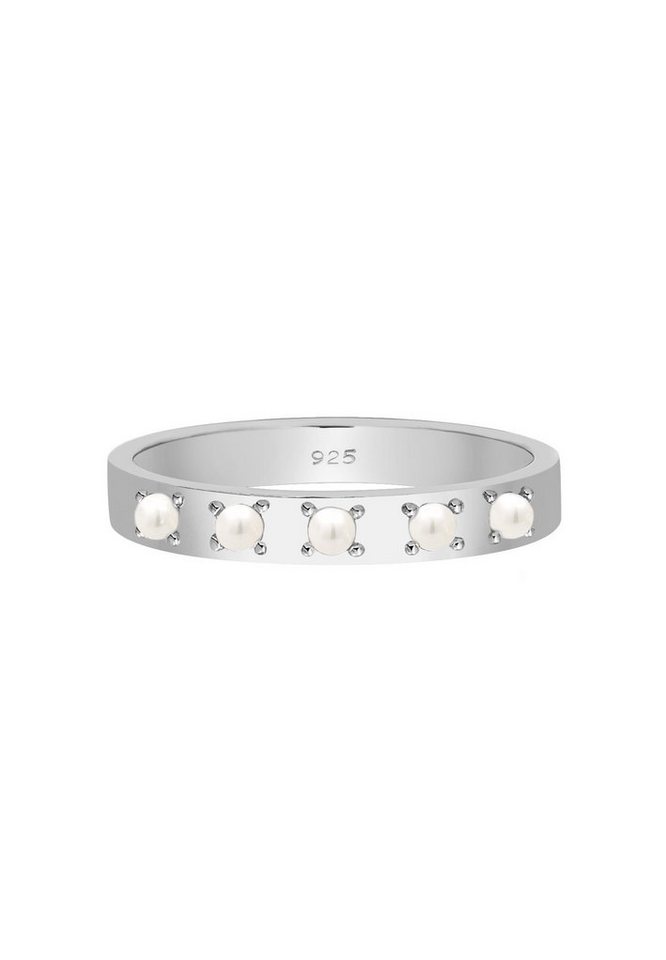 Elli Perlenring Bandring Synthetische Perlen 925 Silber, Silberschmuck  hochglanzpoliert und anlaufgeschützt