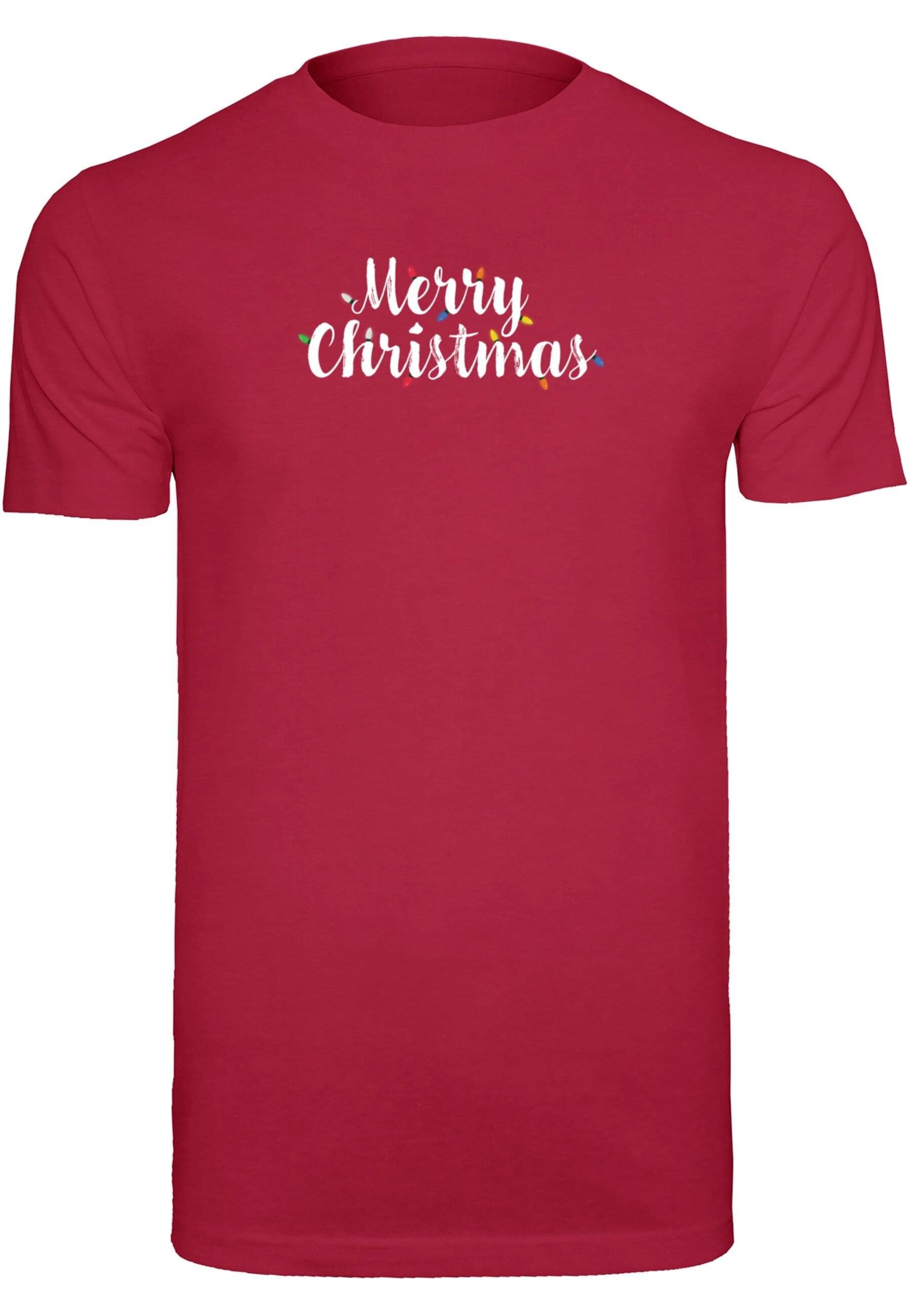 Merchcode T-Shirt Herren Merry Christmas Lights T-Shirt Round Neck (1-tlg) burgundy