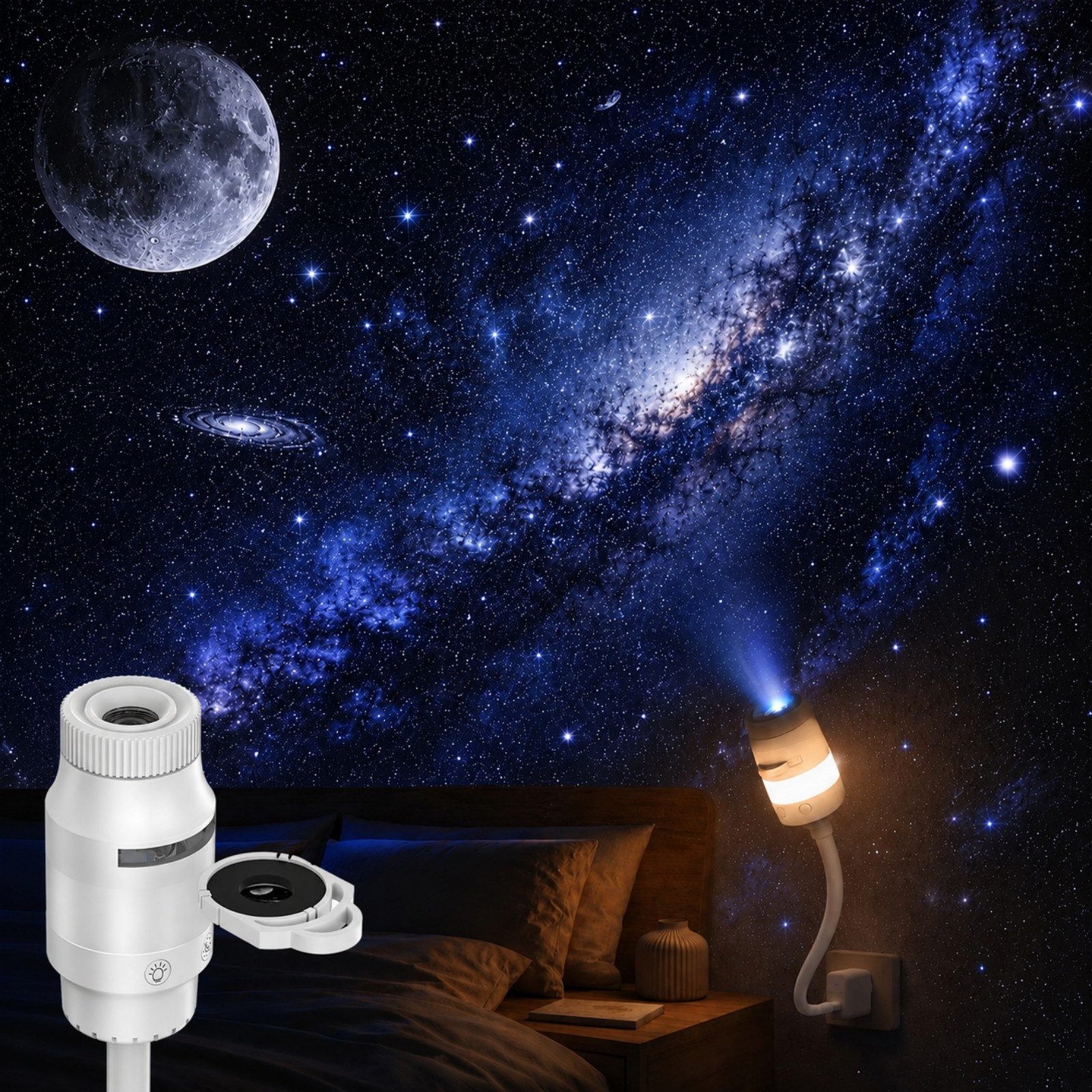 VIVIHEYDAY LED-Sternenhimmel Galaxy Projector Night Light, Sternenhimmel Projektor, für Auto, Schlafzimmer, Nachtlicht Sternenhimmel Galaxy Projektor, Geschenke für Kinder Erwachsene