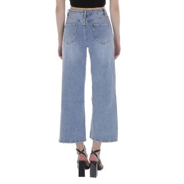 Ital-Design Relax-fit-Jeans Damen Freizeit Culotte Used-Look Stretch Relaxed Fit Jeans in Hellblau