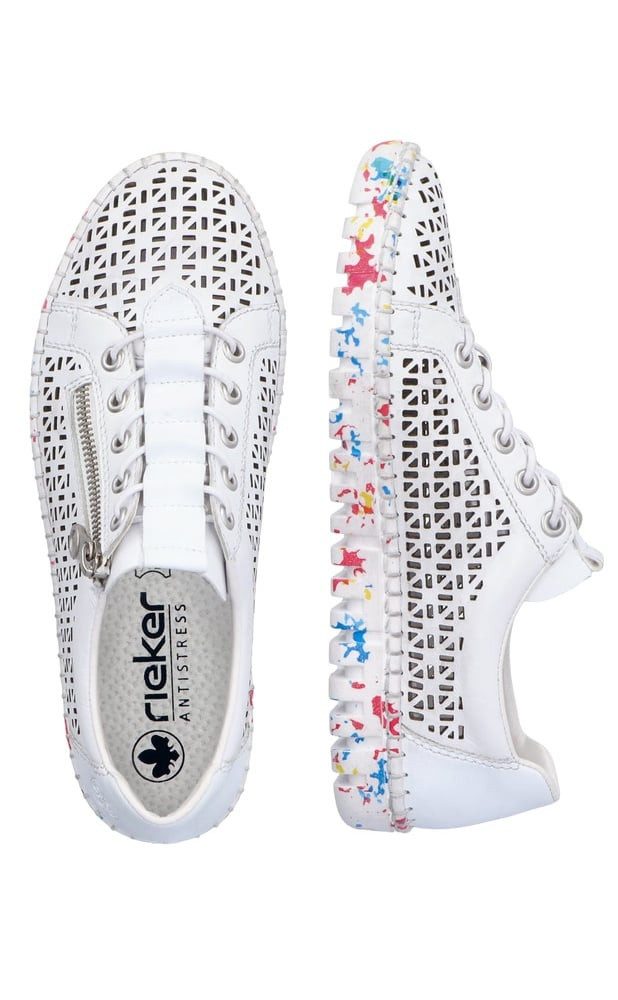 Rieker (Glattleder) M2357 weiss/bunt Damen Sneaker günstig online kaufen