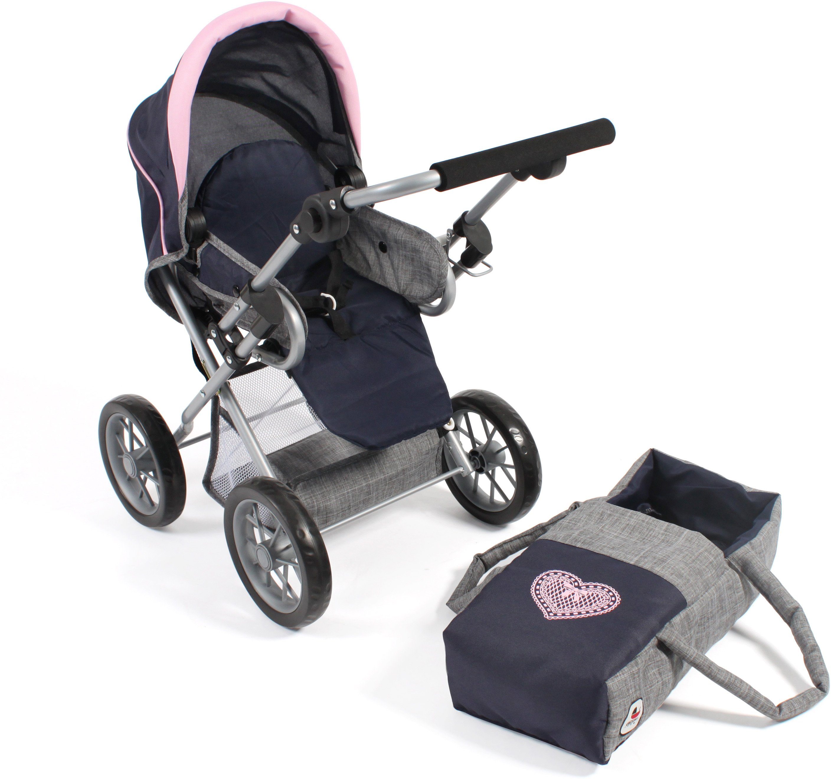 CHIC2000 Kombi-Puppenwagen Leni, Grau-Navy, mit herausnehmbarer günstig online kaufen