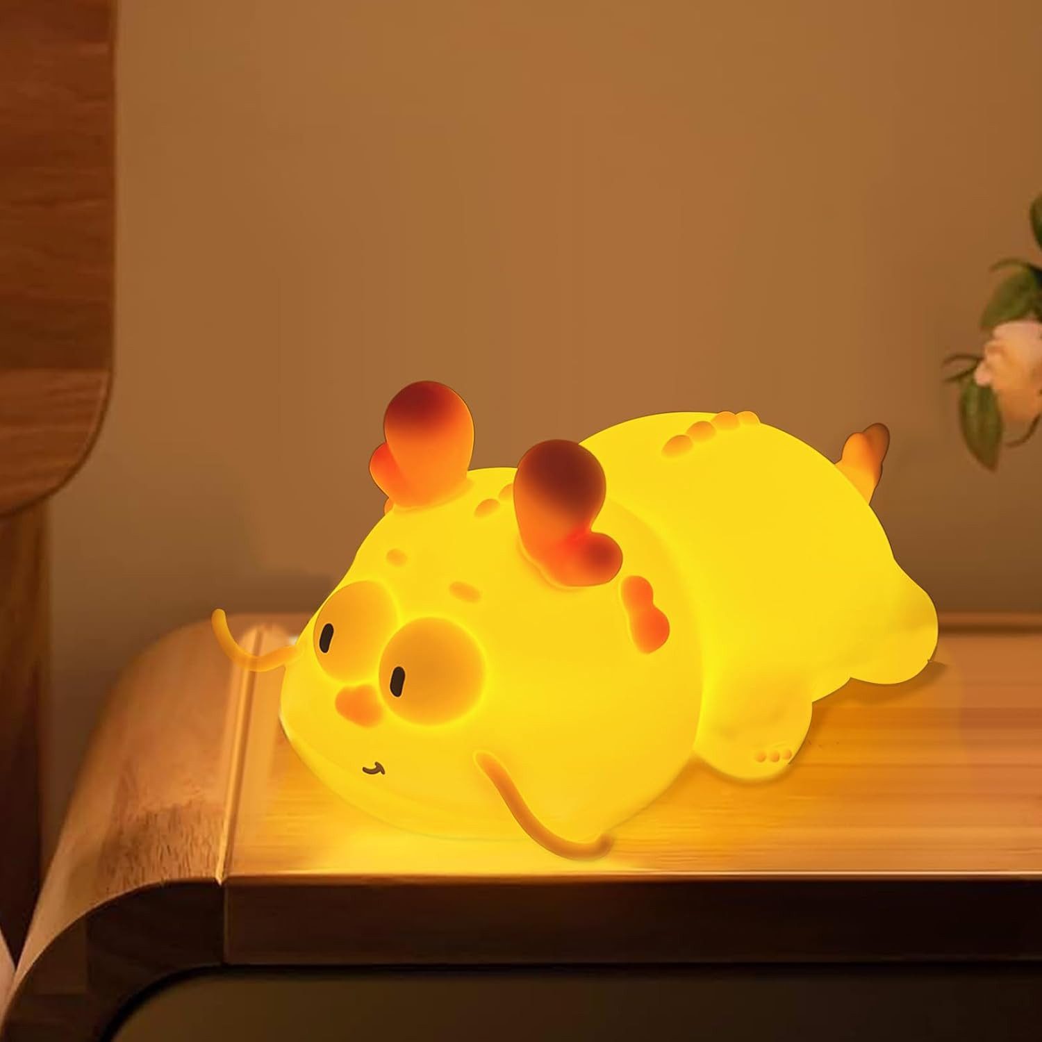 FELIXLEO LED Unterbauleuchte Silikon Nachtlicht Baby Niedlich Drachenform Stilllicht Touch LED