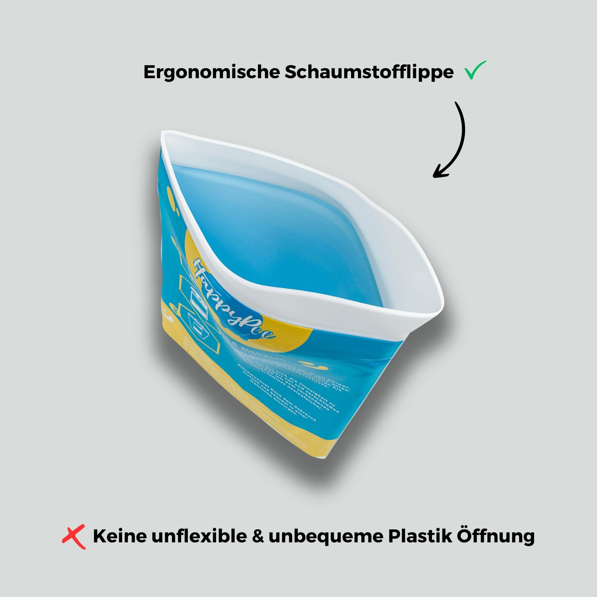 HappyPee Kette mit Anhänger 10 x Einweg Notfall WC für unterwegs + Hygienetücher, Frauen & Herren (10-tlg)