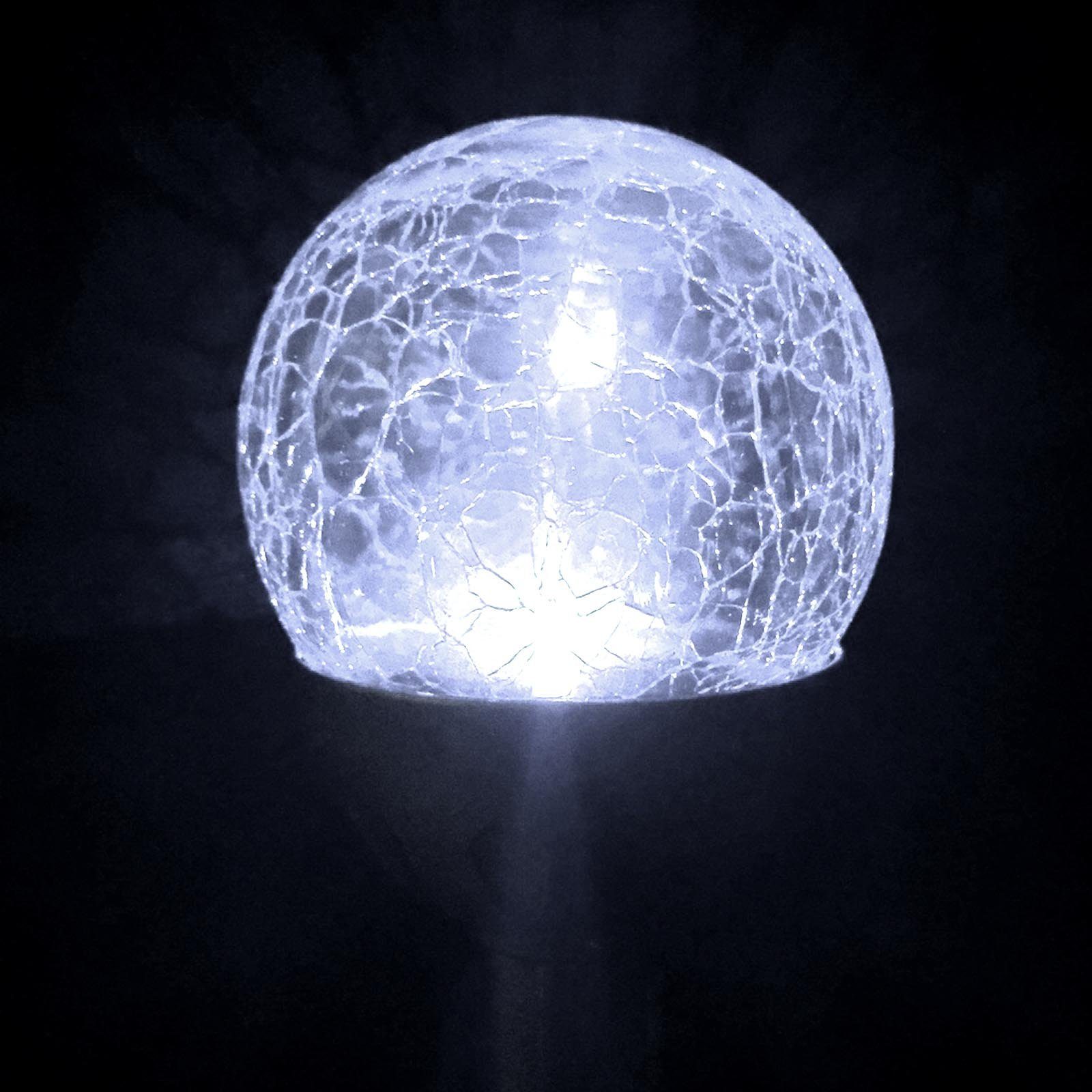 HAC24 LED Solarleuchte Solar Gartenleuchte Kugel Leuchte mit Crackle-Licht Solarlampe, LED fest integriert, Weiß, Lichtfarbe Weiß – Bild 3 von 3