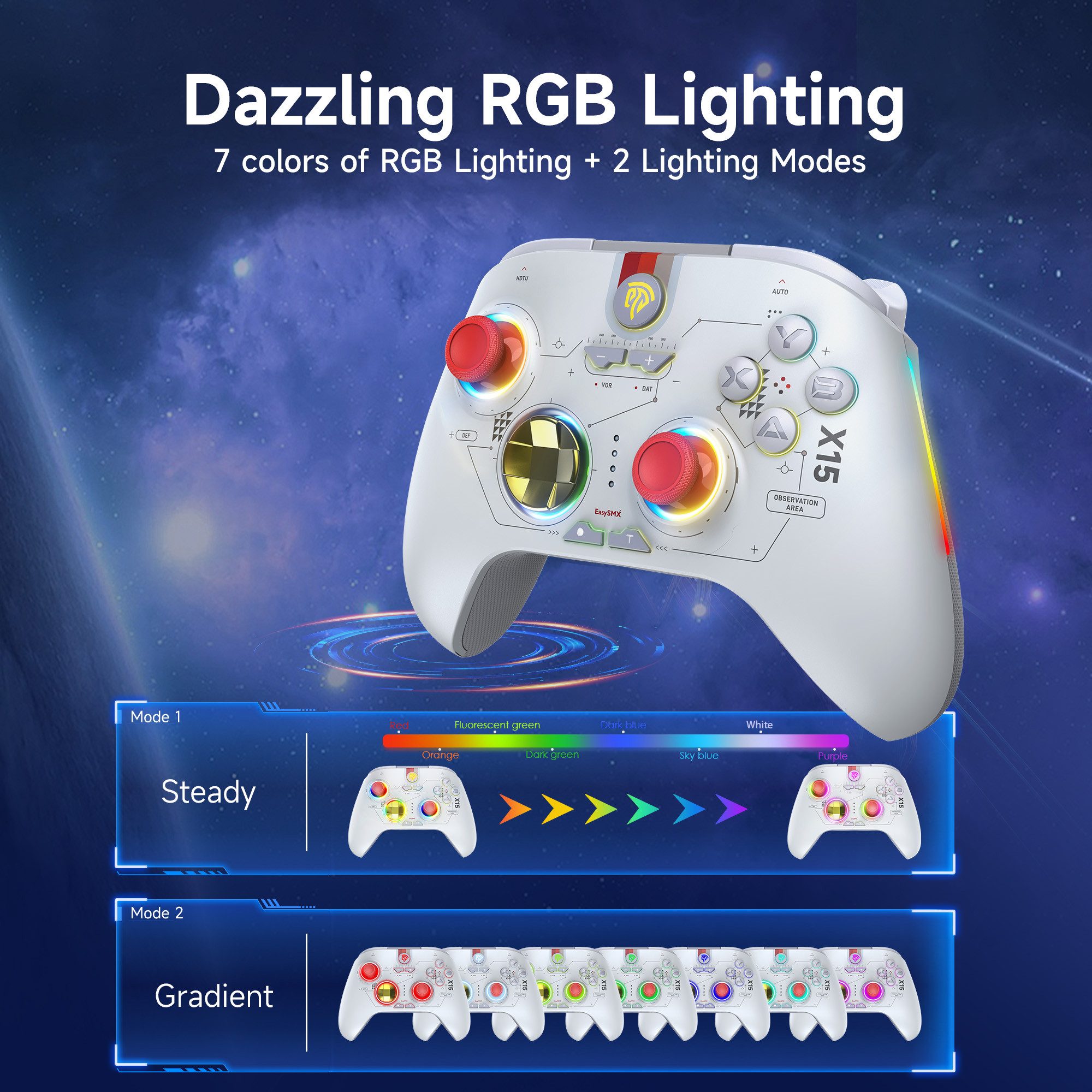 ANYSUN PC Wireless Controller Gaming-Controller Akku bis zu 20 Stunden Controller (Gaming Controller PC mit Hall Joystick&Trigger, Bluetooth Controller Kompatibel mit PC/Switch/Handy/Tablet)