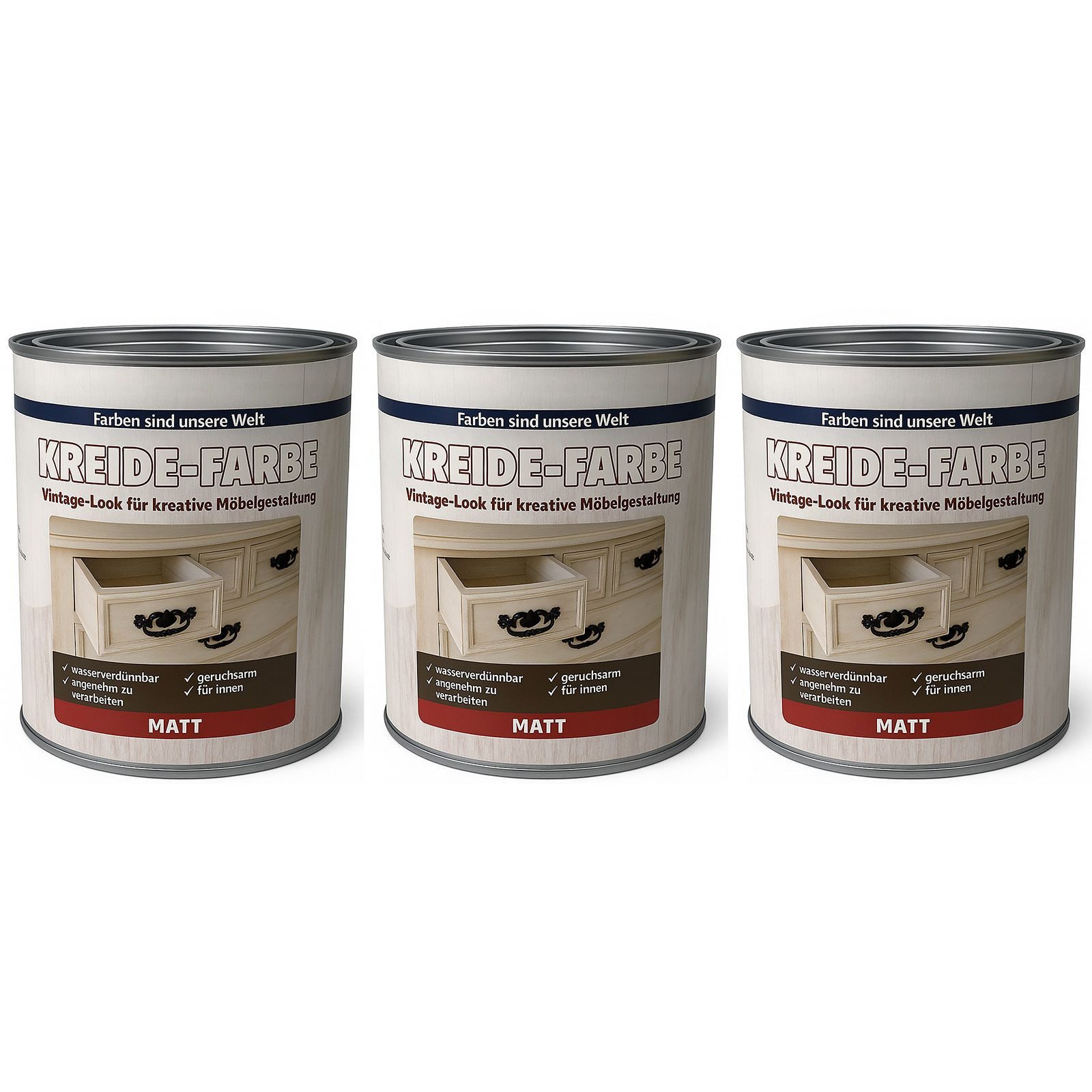 Wilckens Farben Vollton- und Abtönfarbe Kreidefarbe Holz Grau 750ml Shabby Chic Vintage Antiklook matt