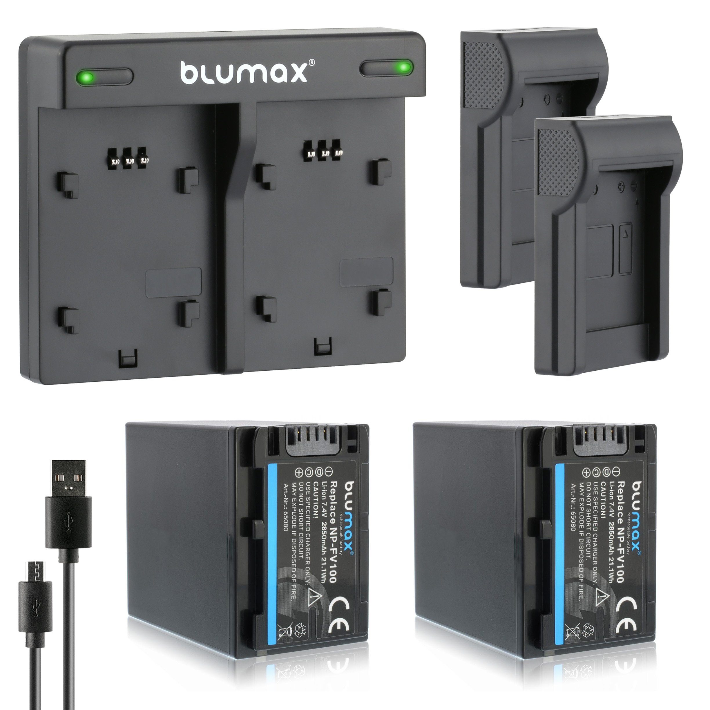 Blumax Set Lader für NP-FV100 mAh Kamera-Akku NP-FV120 mit Sony 3300