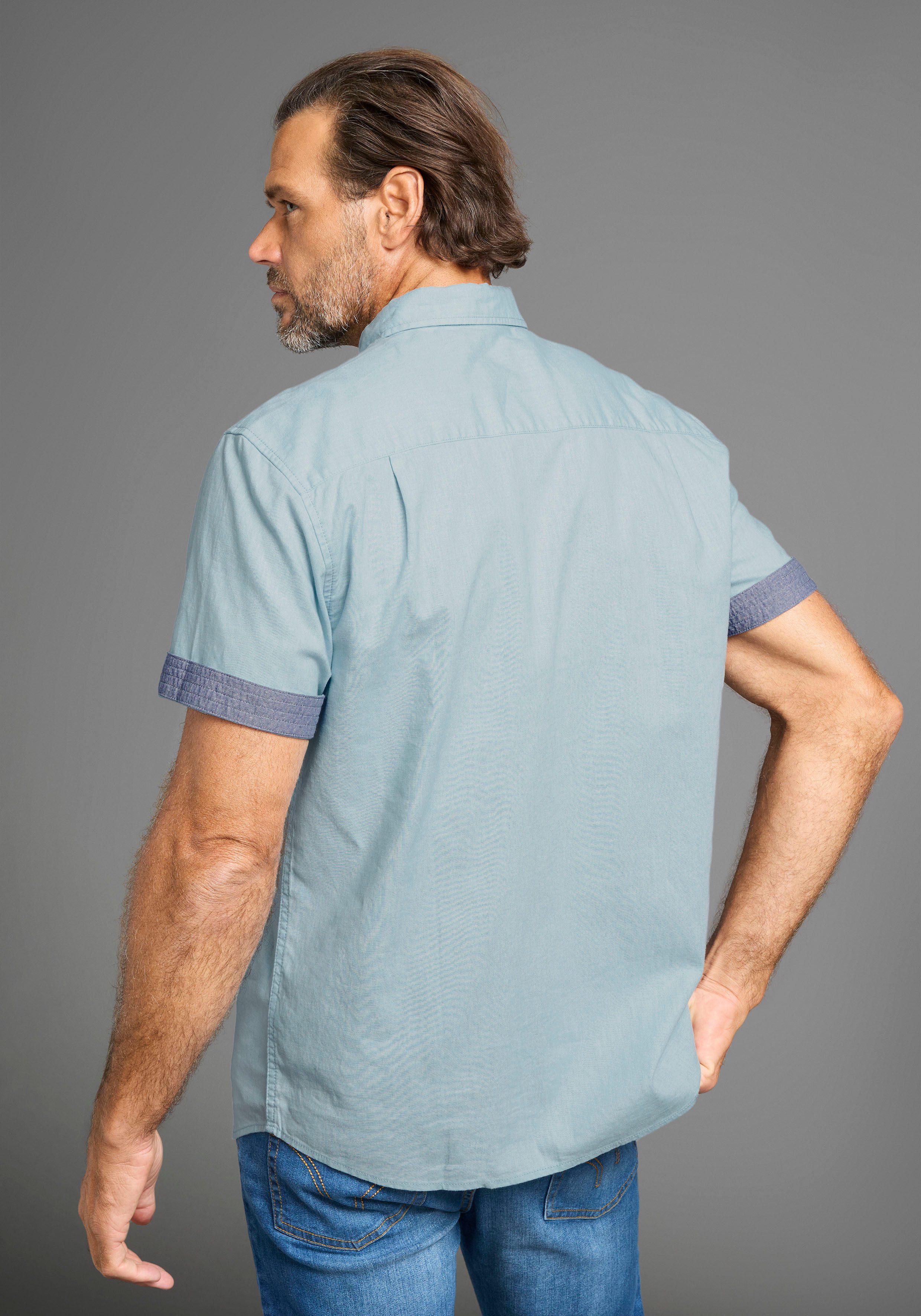 Man's World Kurzarmhemd in Leinen-Baumwollmischung günstig online kaufen