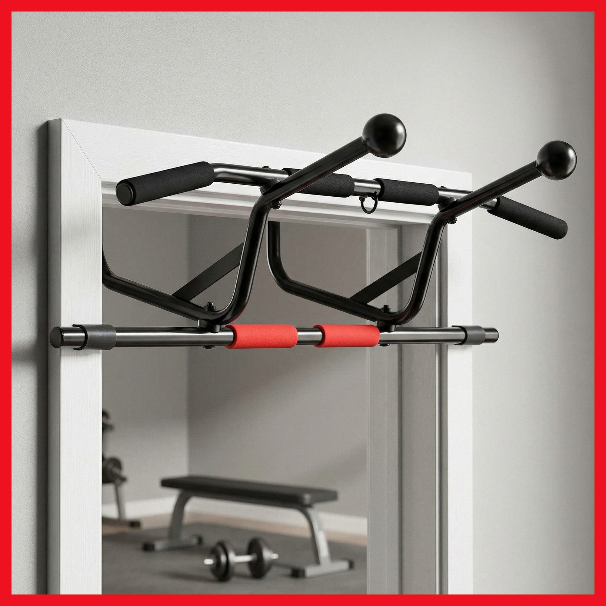 PeakPower Klimmzugstange Pullup+Dip, Klimmzugstange für Türrahmen zum Einhängen ohne Schrauben