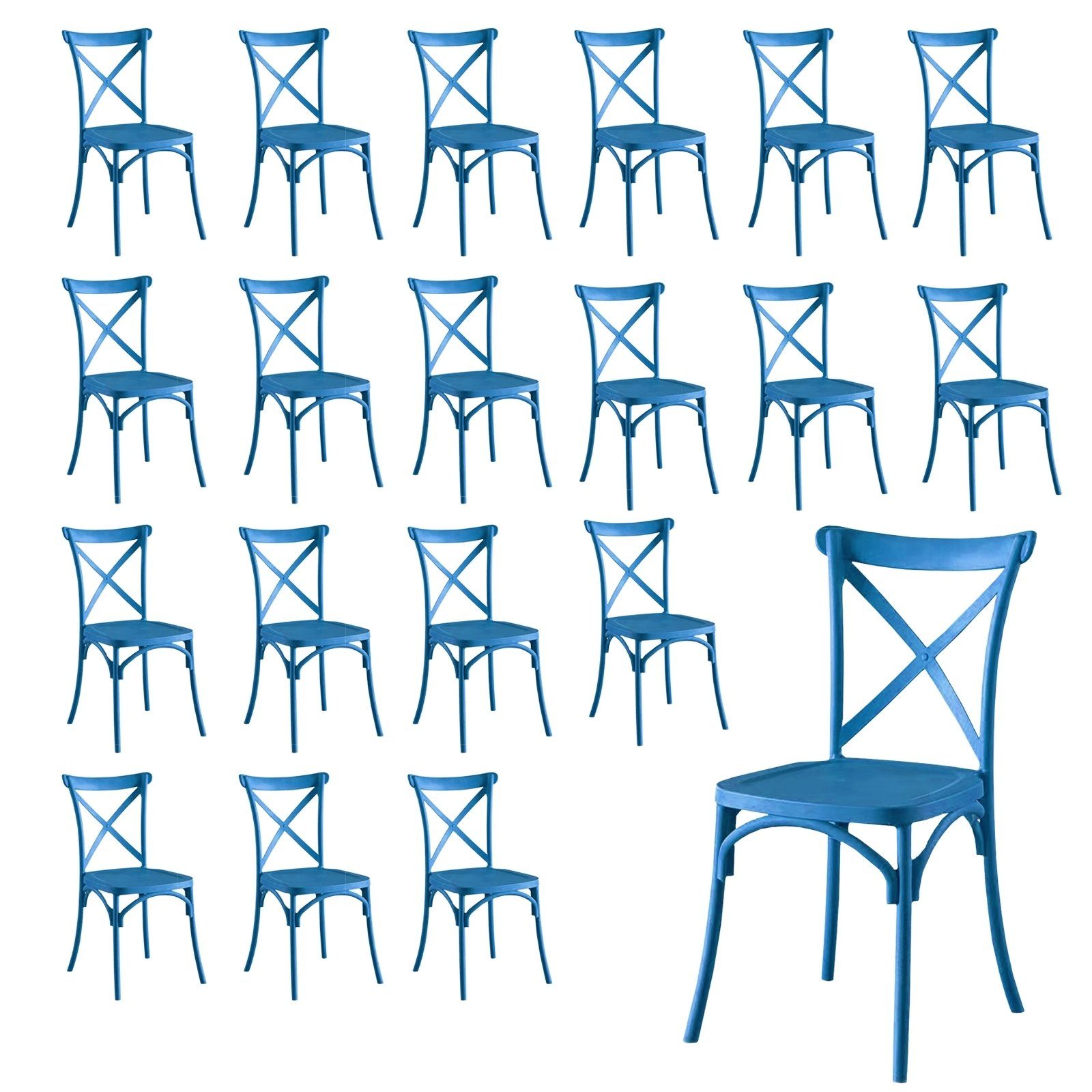 HTI-Living Stapelstuhl Stuhl St), Set 20 Gartenstuhl er Stapelstuhl Esszimmerstuhl Blau Bryne Bistrostuhl Küchenstuhl 20 (Stück